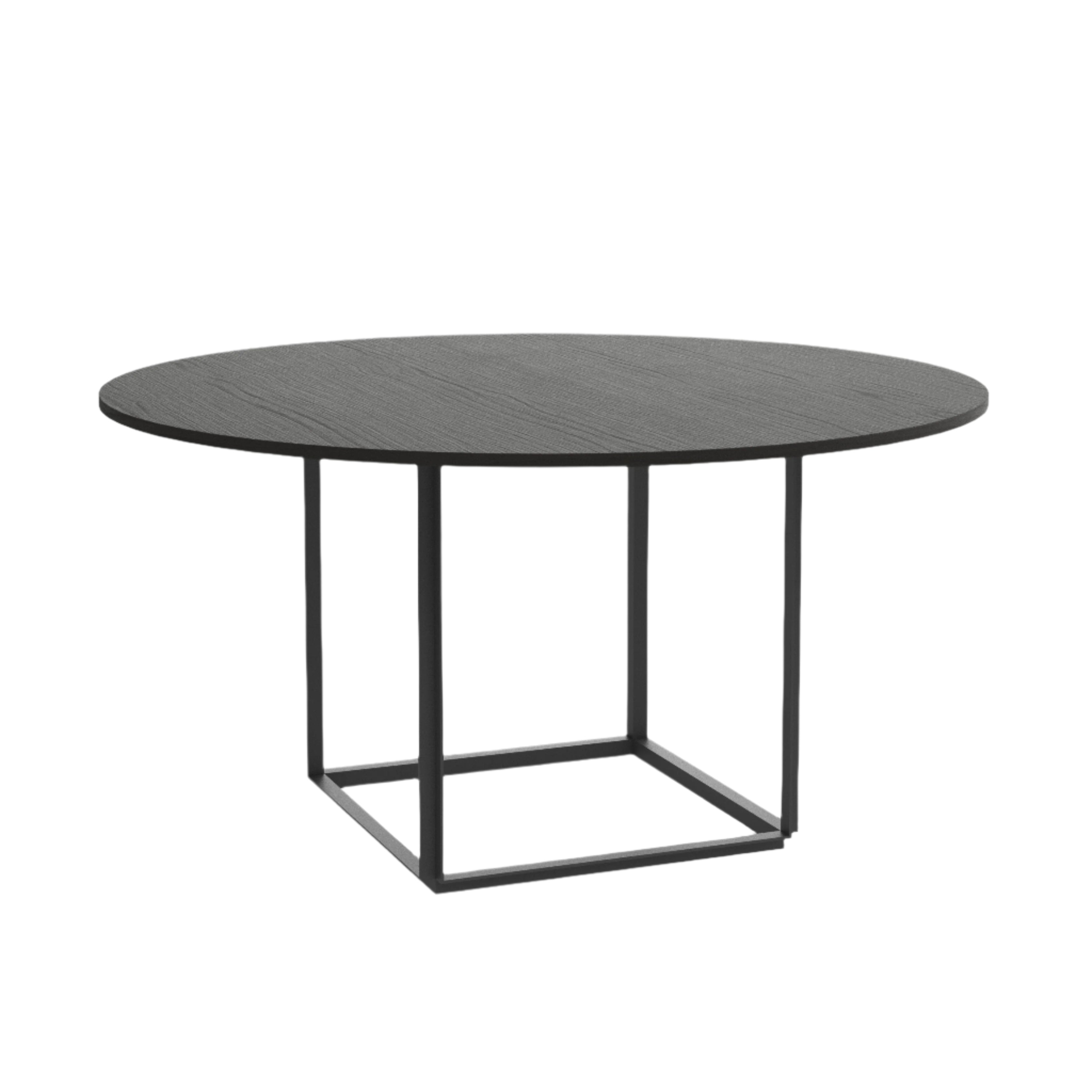 Ronde tafel FLORENCE zwart essenhoutfineer met zwarte voet