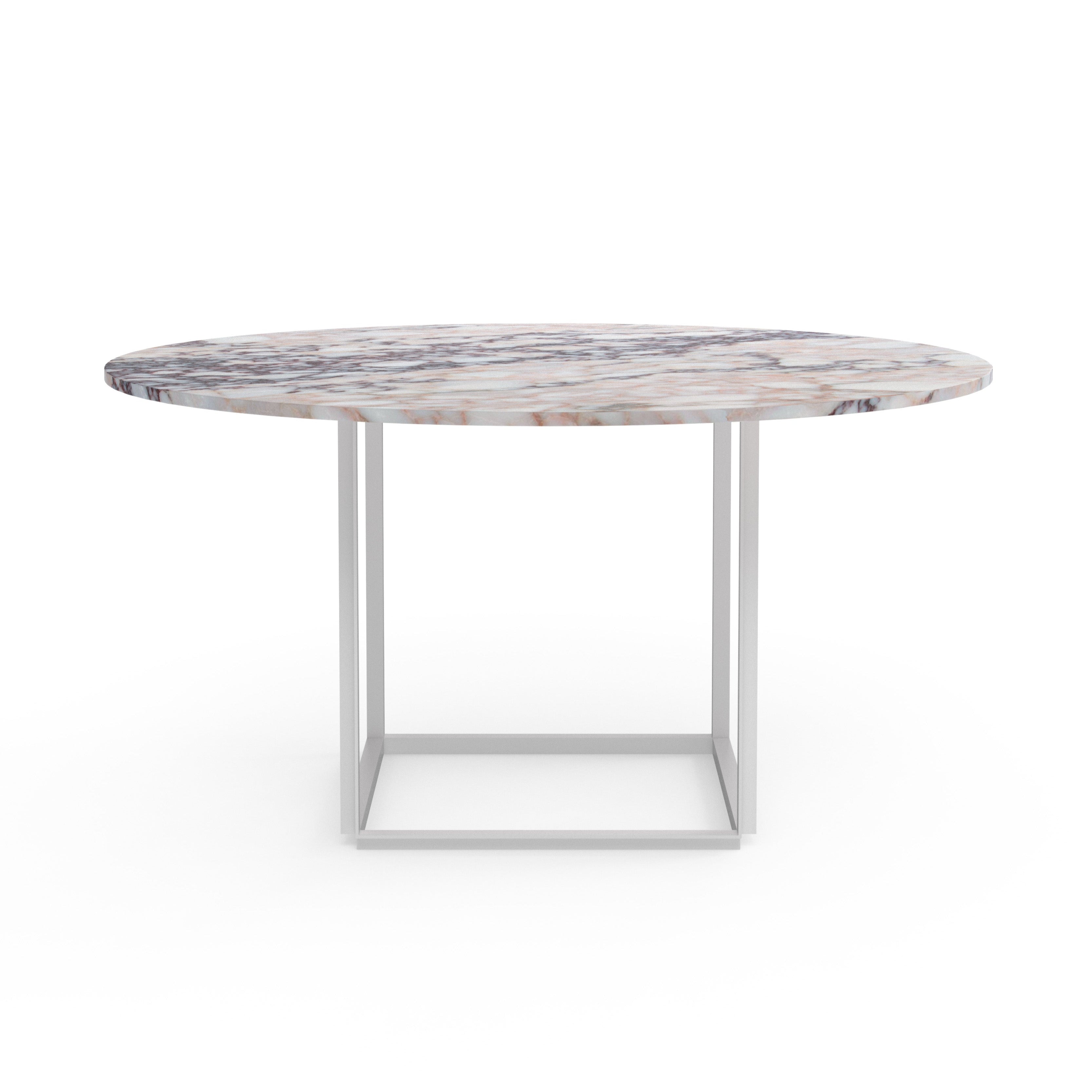 Ronde tafel FLORENCE wit-paarse marmer met witte voet
