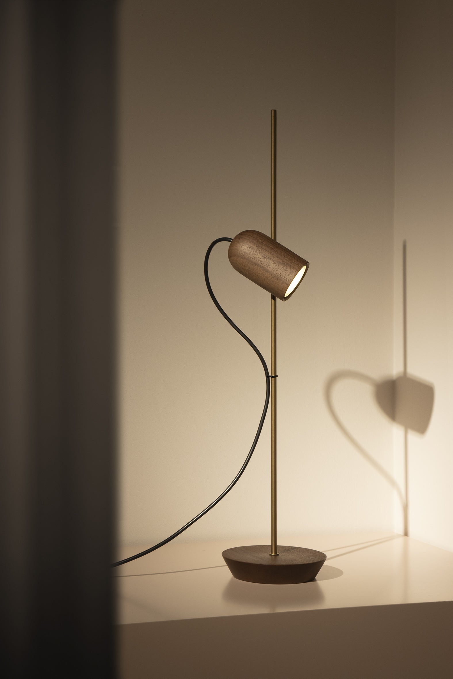 ONFA Table Lamp Walnut Wood with Brass Finish