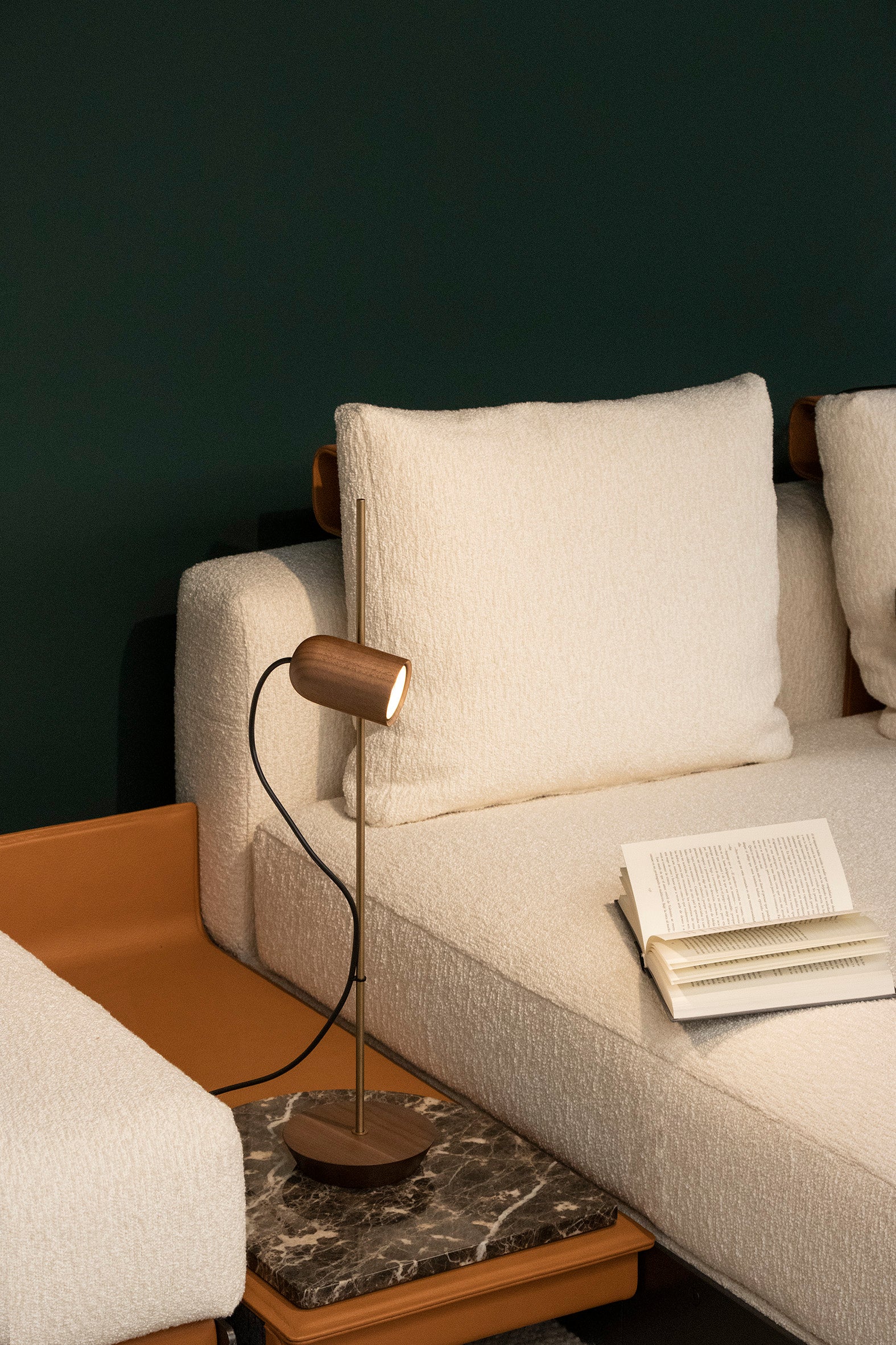 ONFA Table Lamp Walnut Wood with Brass Finish