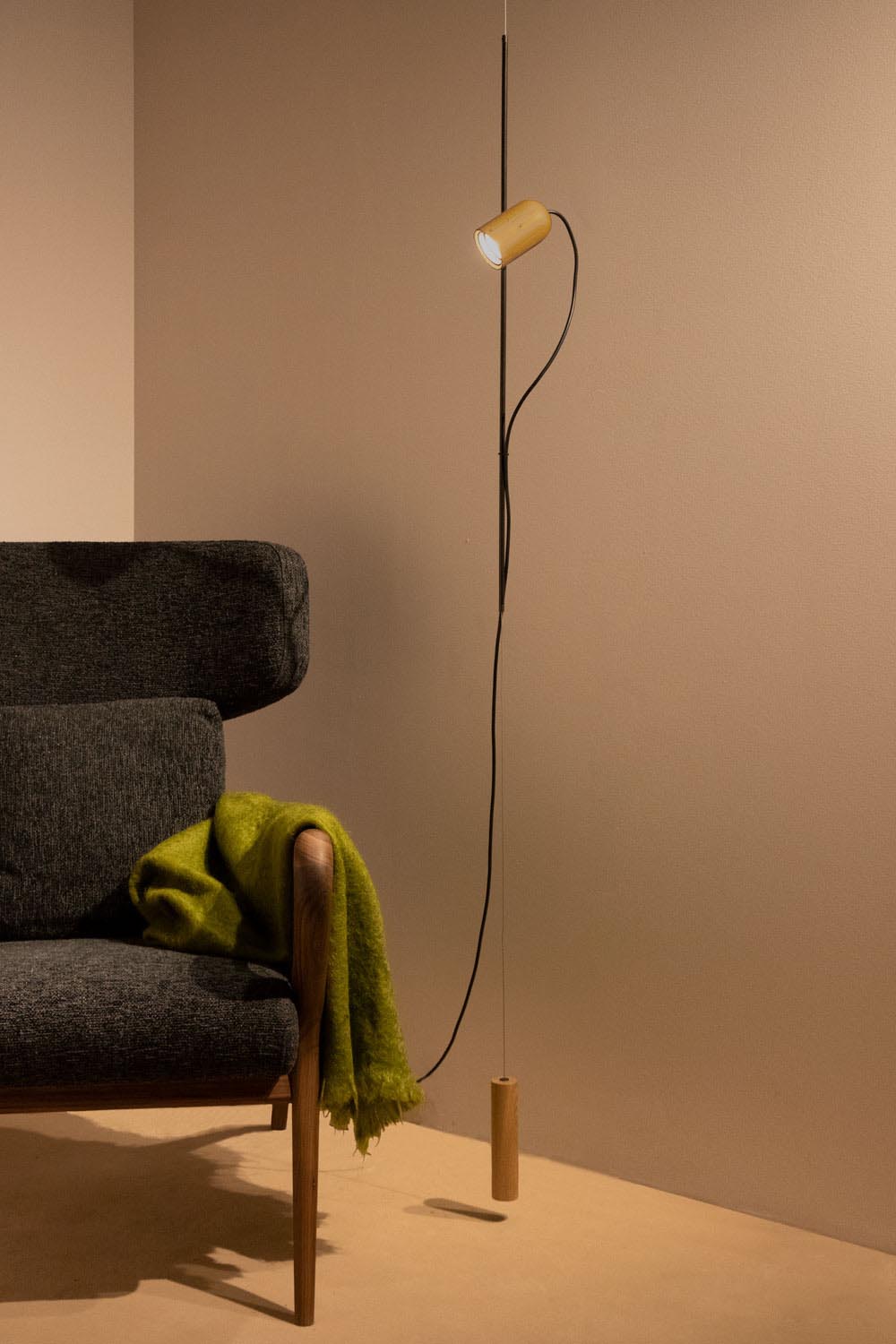 ONFA Pendant Lamp in Oak Wood with Graphite Finish