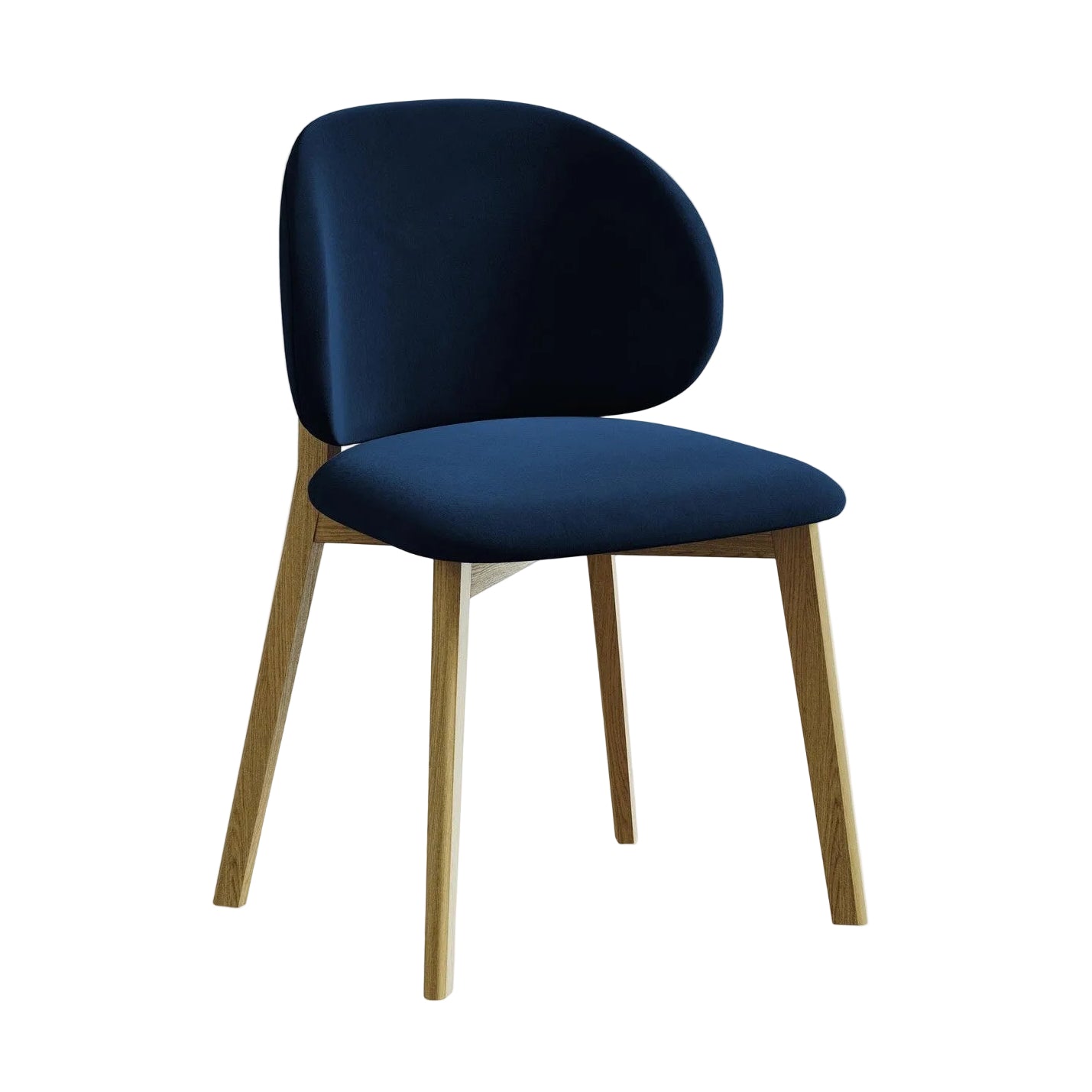 Fluwelen stoel PAHOA koninklijk blauw met beukenhouten basis