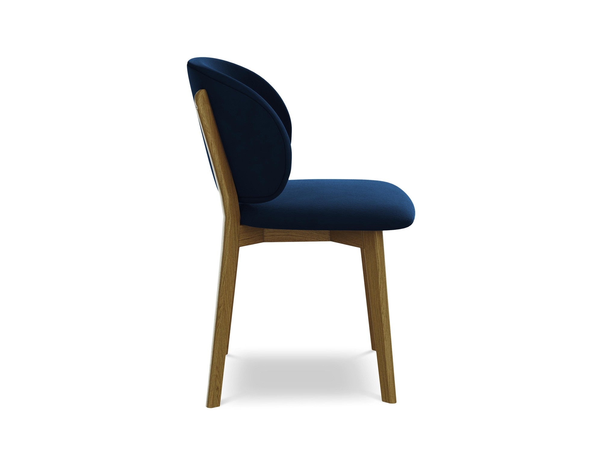 Fluwelen stoel PAHOA koninklijk blauw met beukenhouten basis