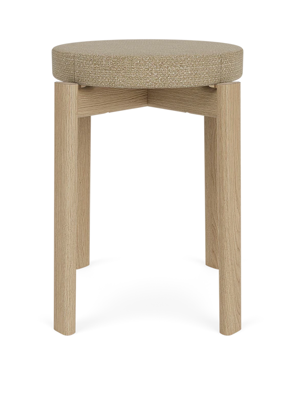 PASSAGE stool beige boucle with oak base