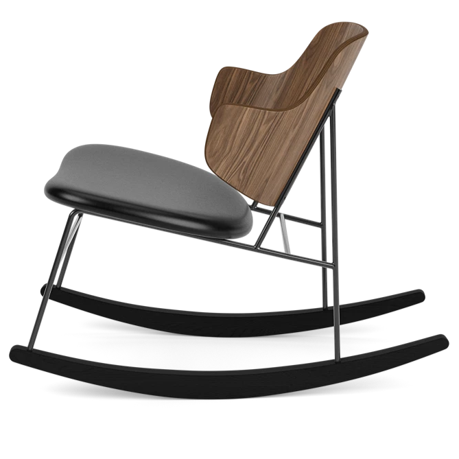 Schommelstoel PENGUIN zwarte leer