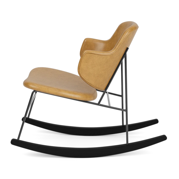 Schommelstoel PENGUIN in cognackleurig leer
