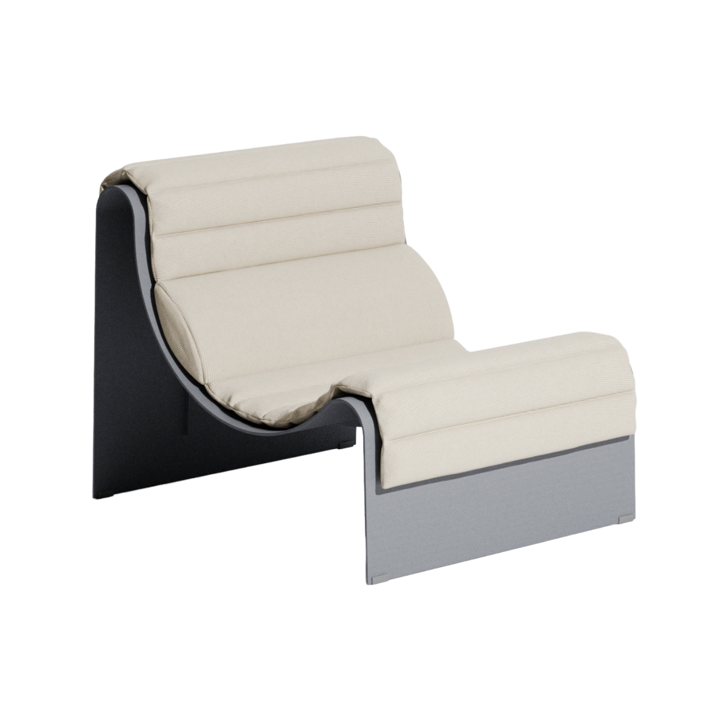 ECLIPSE fauteuil grijs met een crèmekleurig kussen