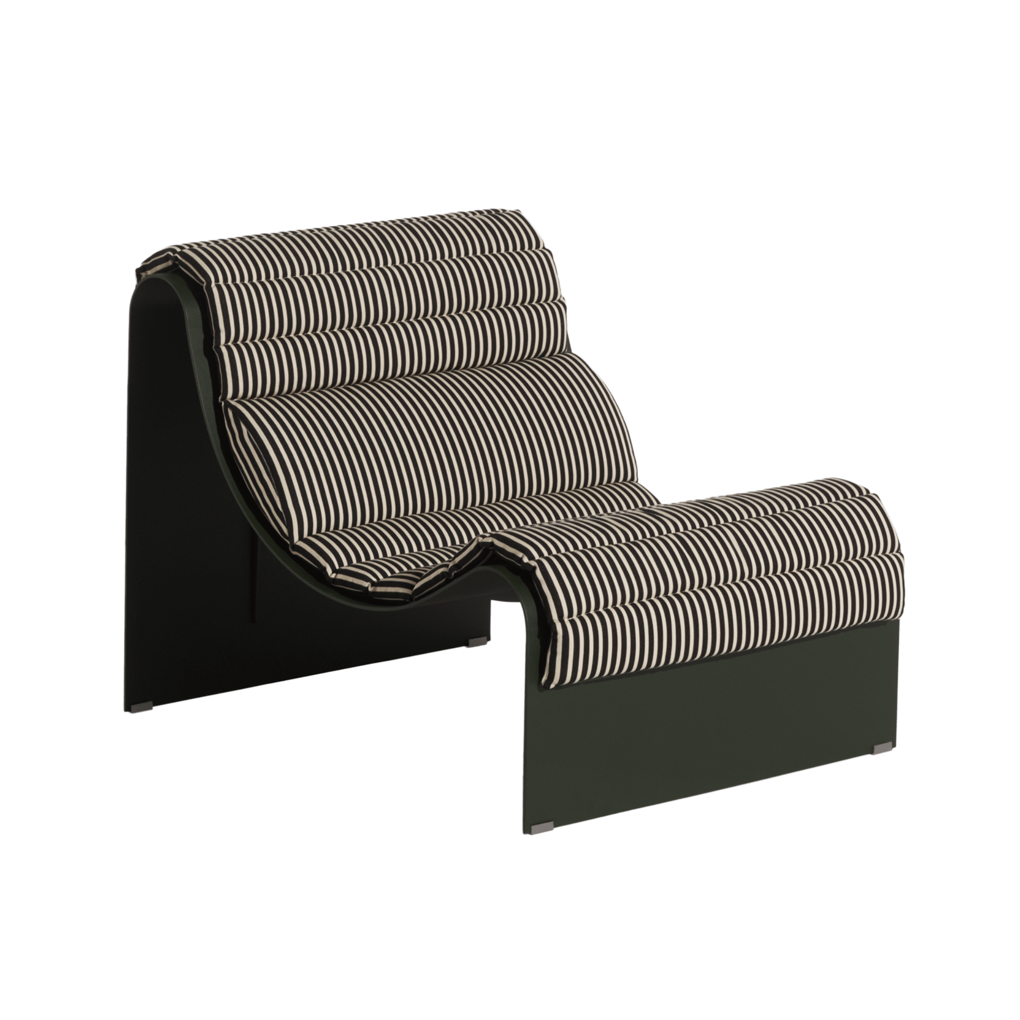 ECLIPSE fauteuil donkergroen met gestreepte kussen
