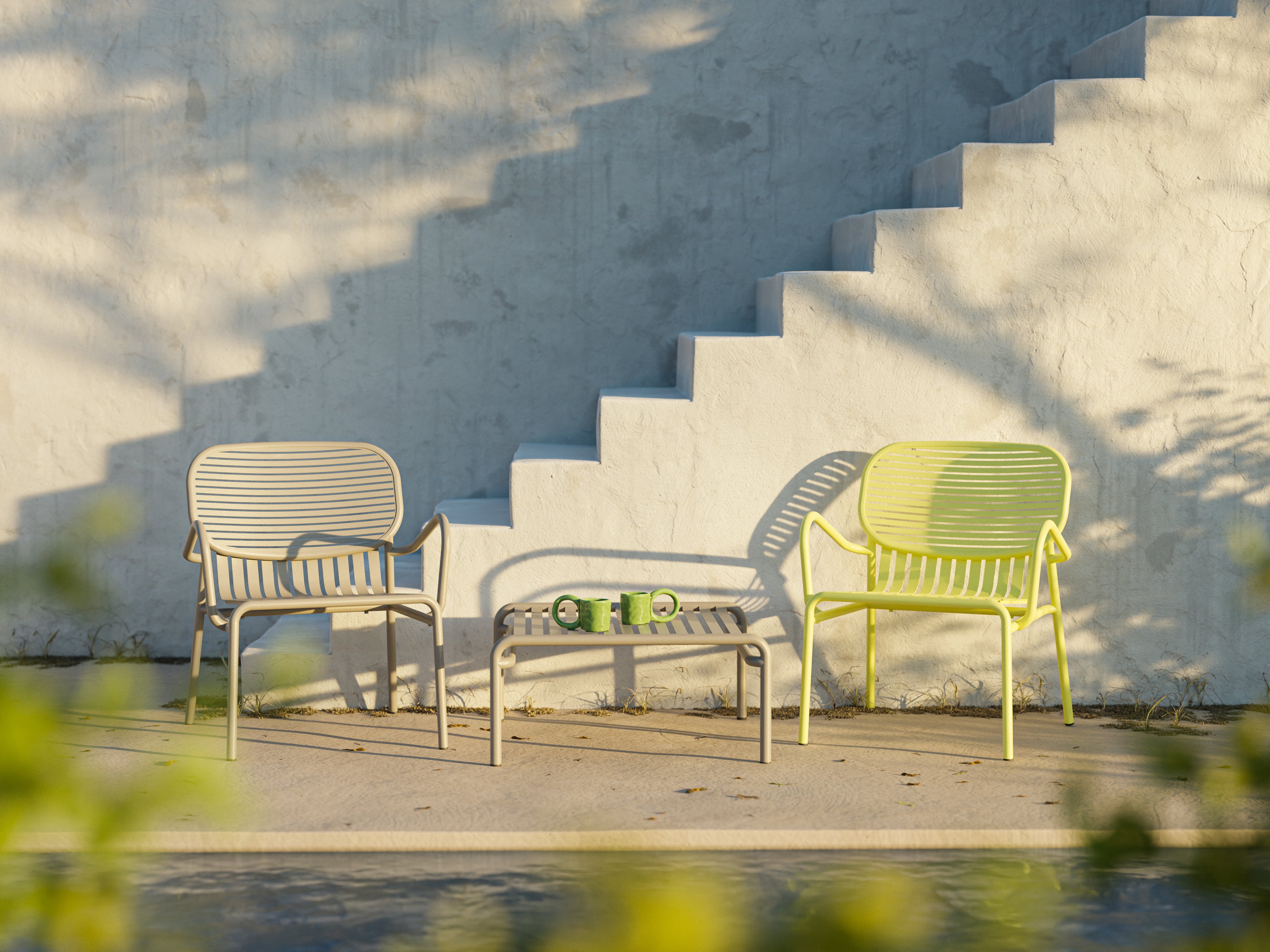 Vierkante tuin salontafel WEEK-END in roodbruin