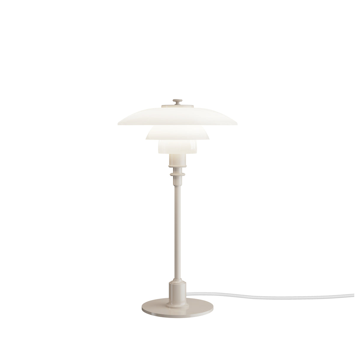 Tafellamp PH 2/1 wit met beige voet