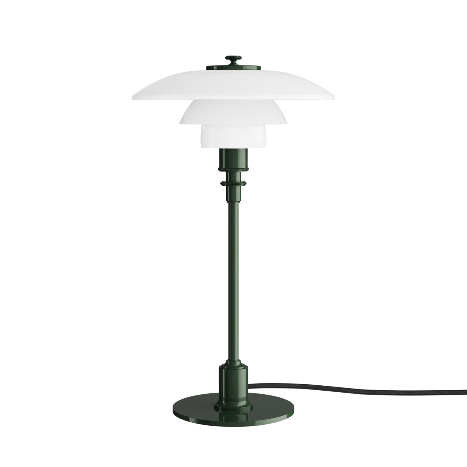 Tafellamp PH 2/1 wit met een donkergroene voet