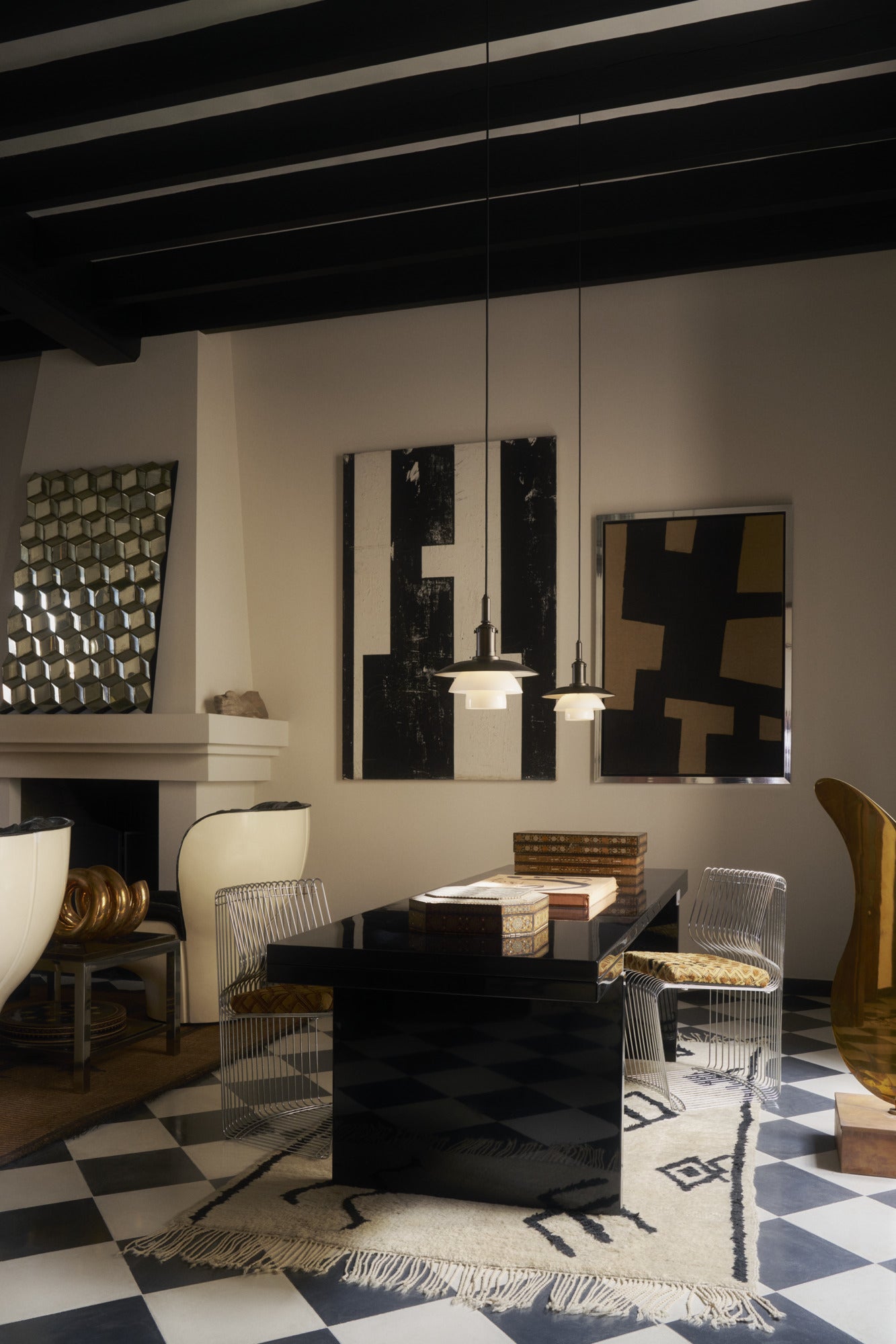 PH 3/3 pendant lamp white with black matte finish