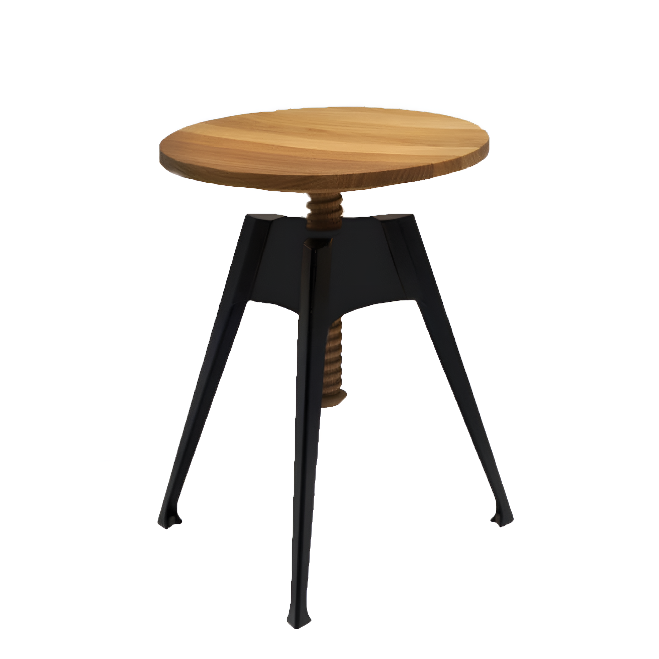 Portable stool atelier oak wood with a black base