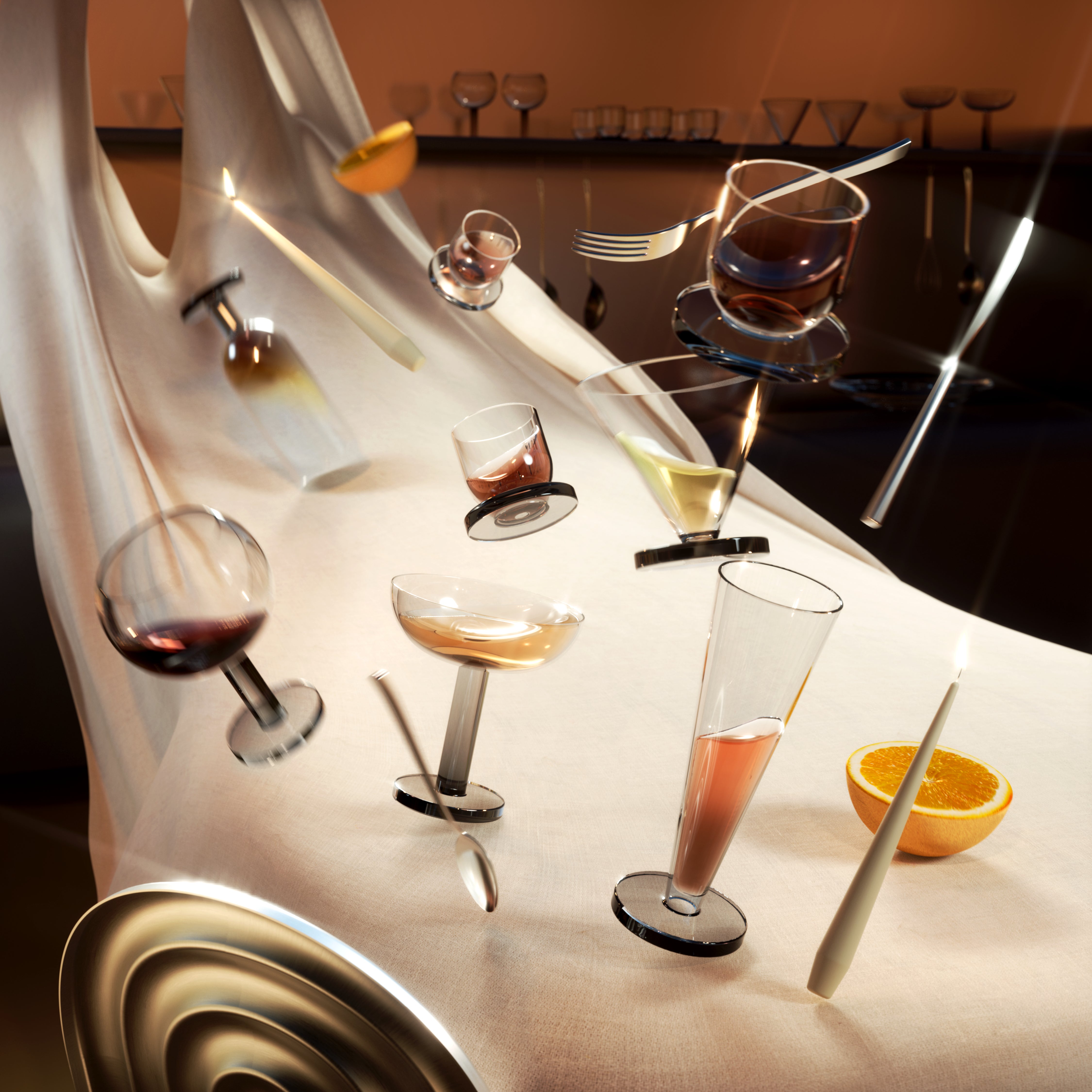 Set champagneglazen PUCK FLUTE van glas