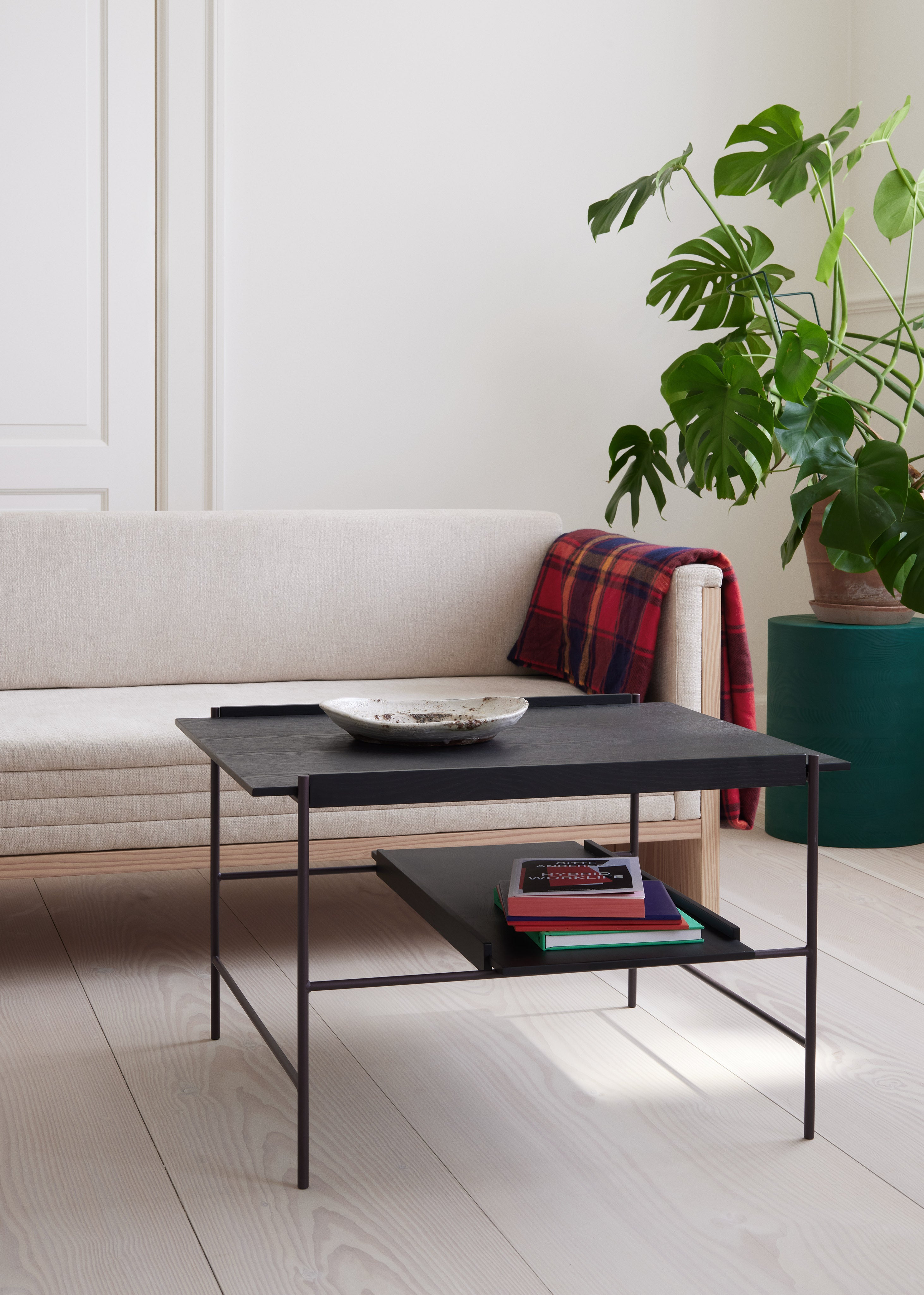 KANSO Black Coffee Table with Purple Base