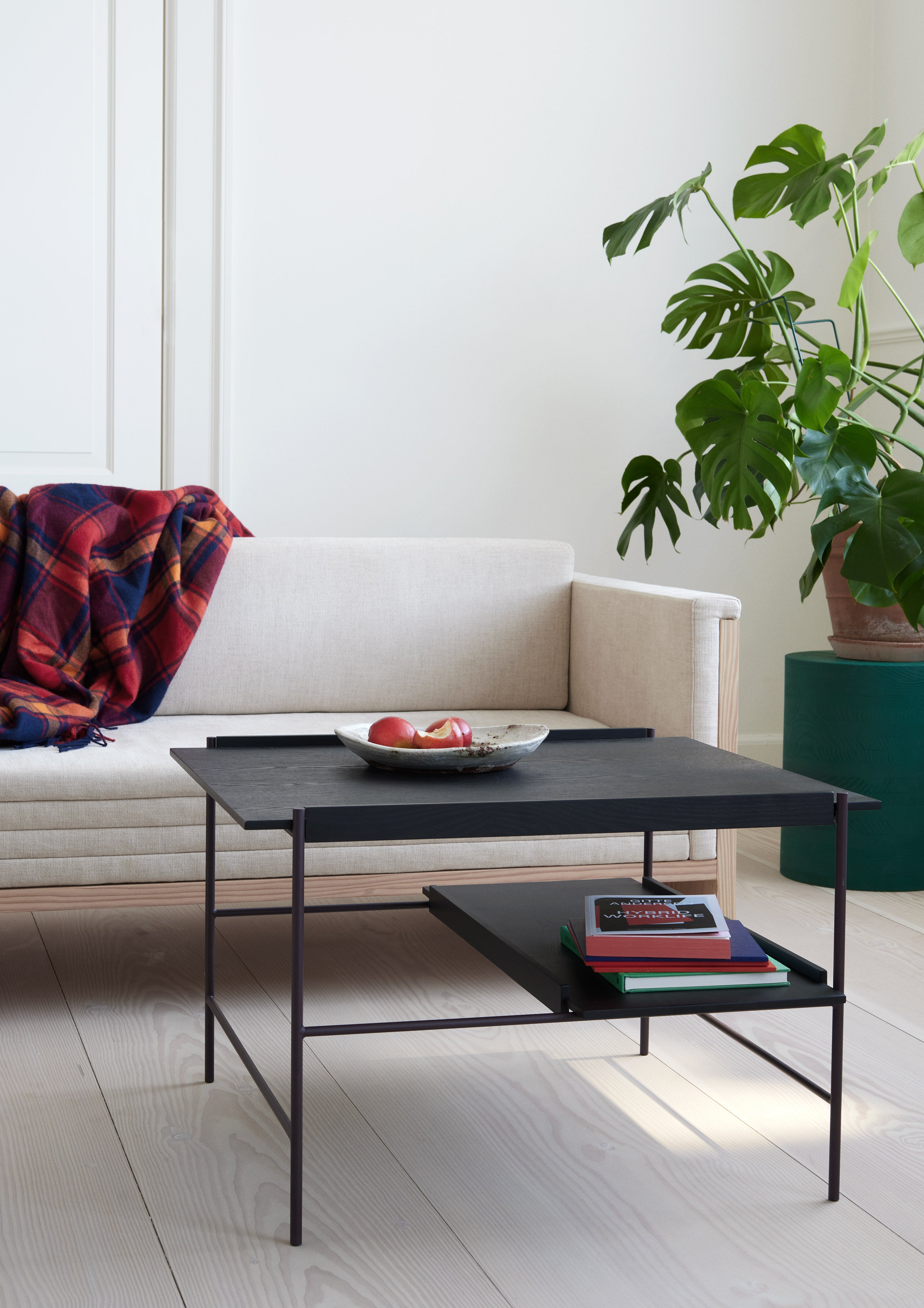 KANSO Black Coffee Table with Purple Base