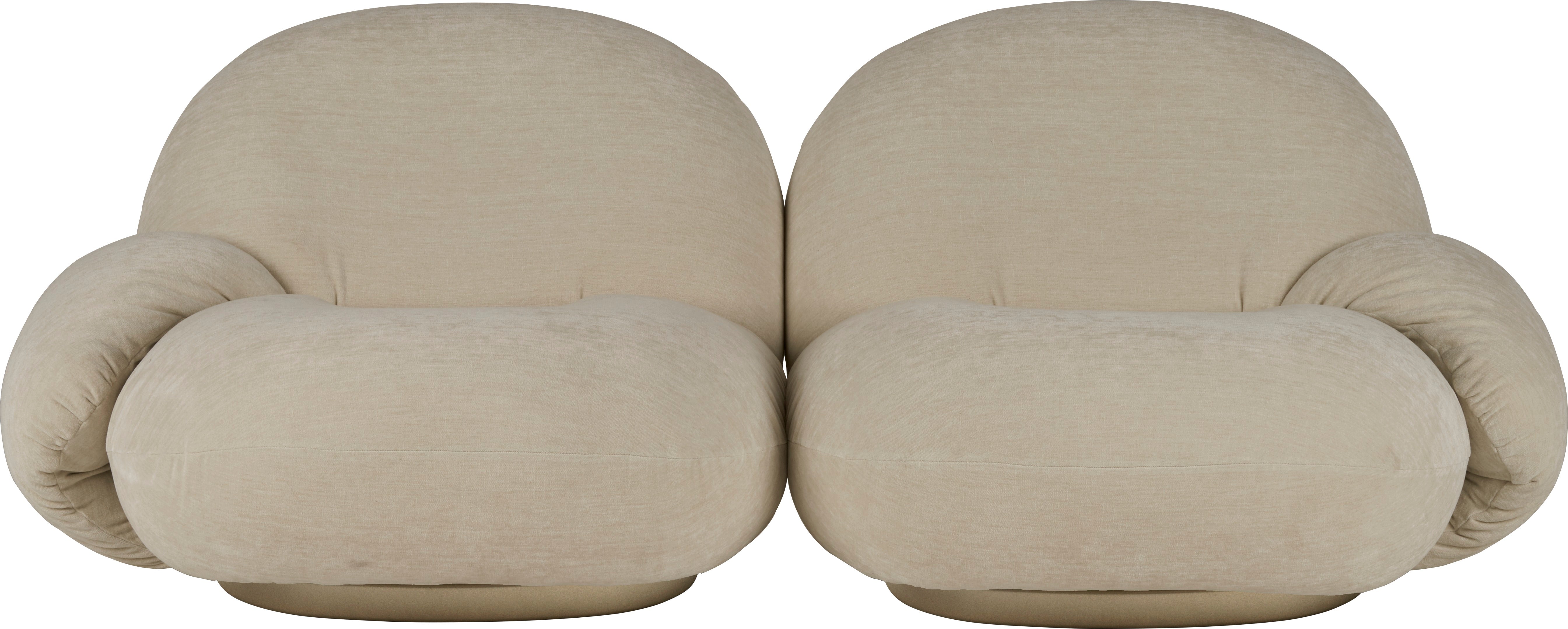 2-seater PACHA sofa upholstered with a gold base