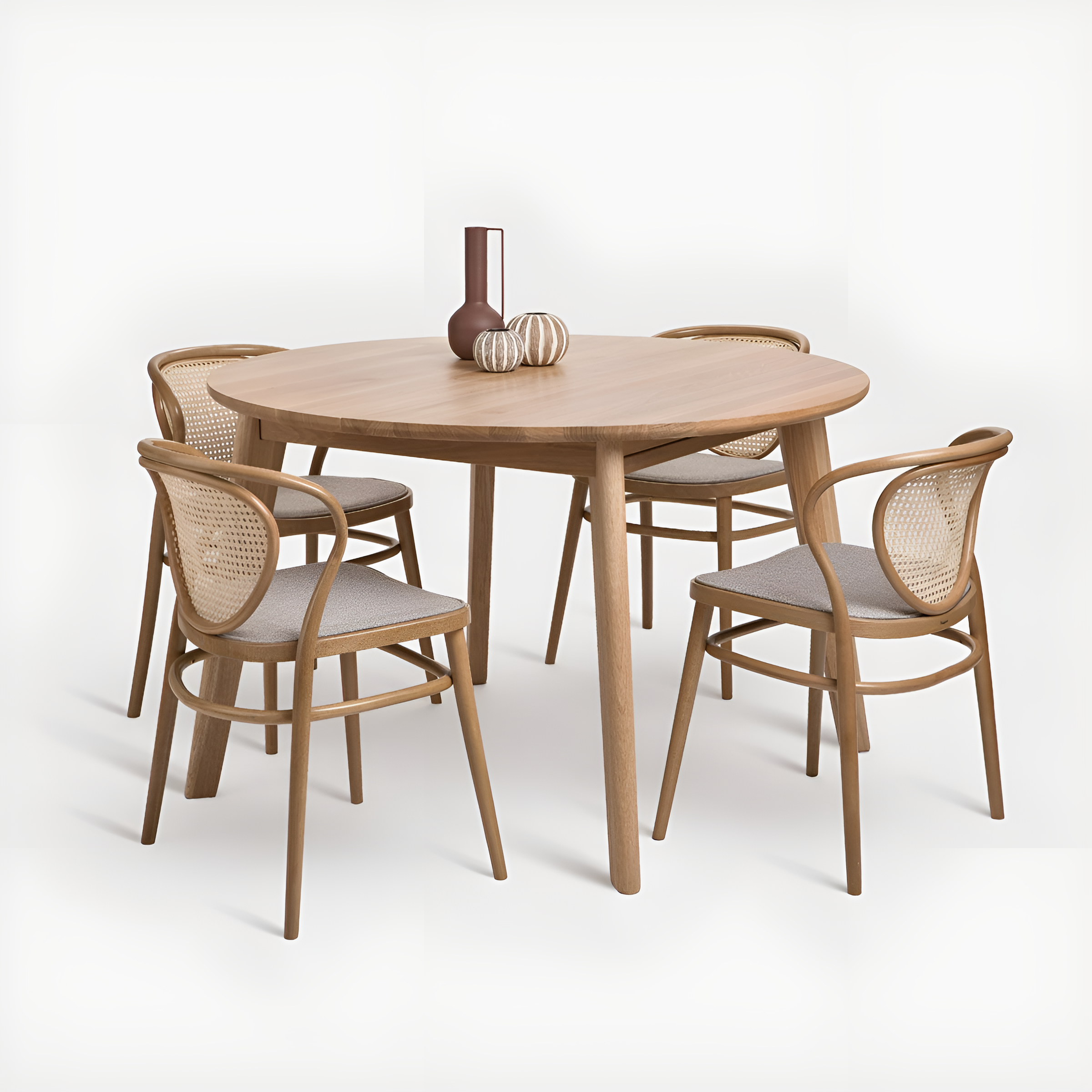 Round extendable table MURO made of solid oak wood
