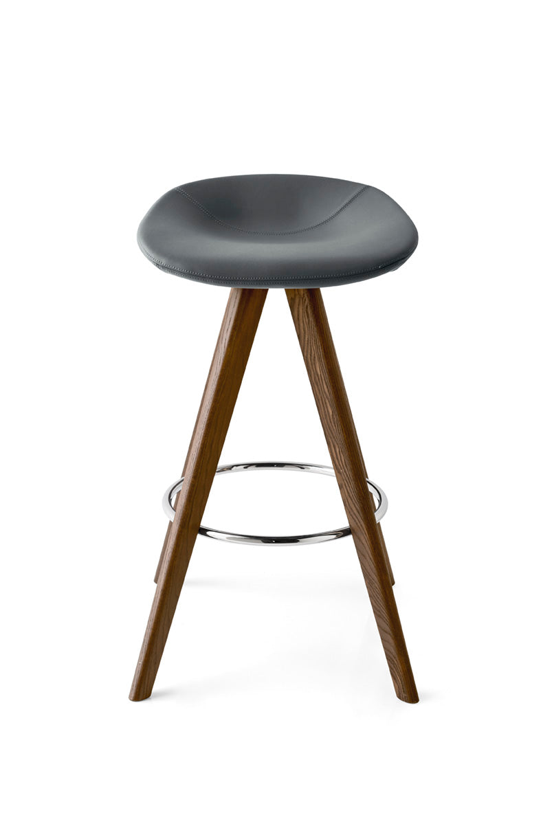 Barhocker PALM gepolstert mit dunklem Holzgestell