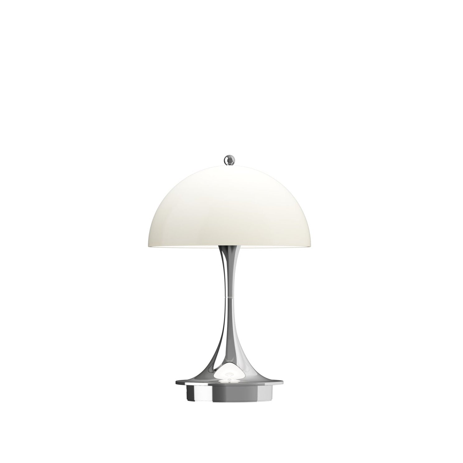 Draagbare lamp PANTHELLA 160 beige opaal met verchroomde voet
