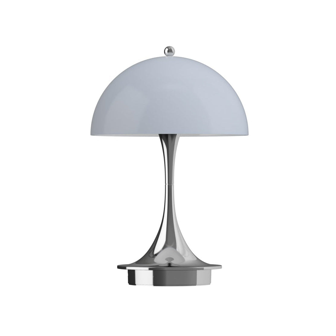 Portable lamp PANTHELLA 160 gray-blue opal with chrome base