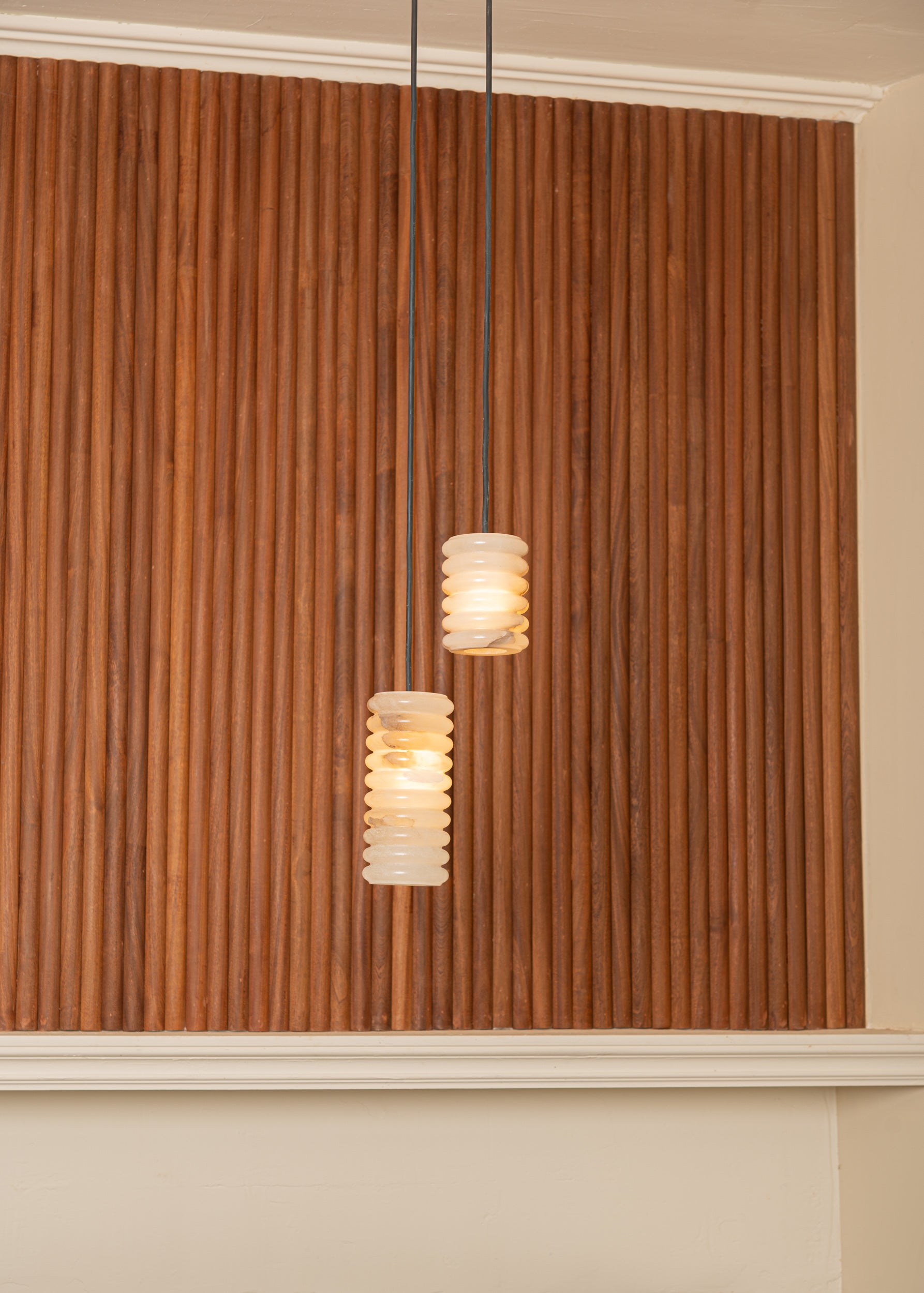 Hanglamp MANIKO FLUTA DOUBLE wit alabaster