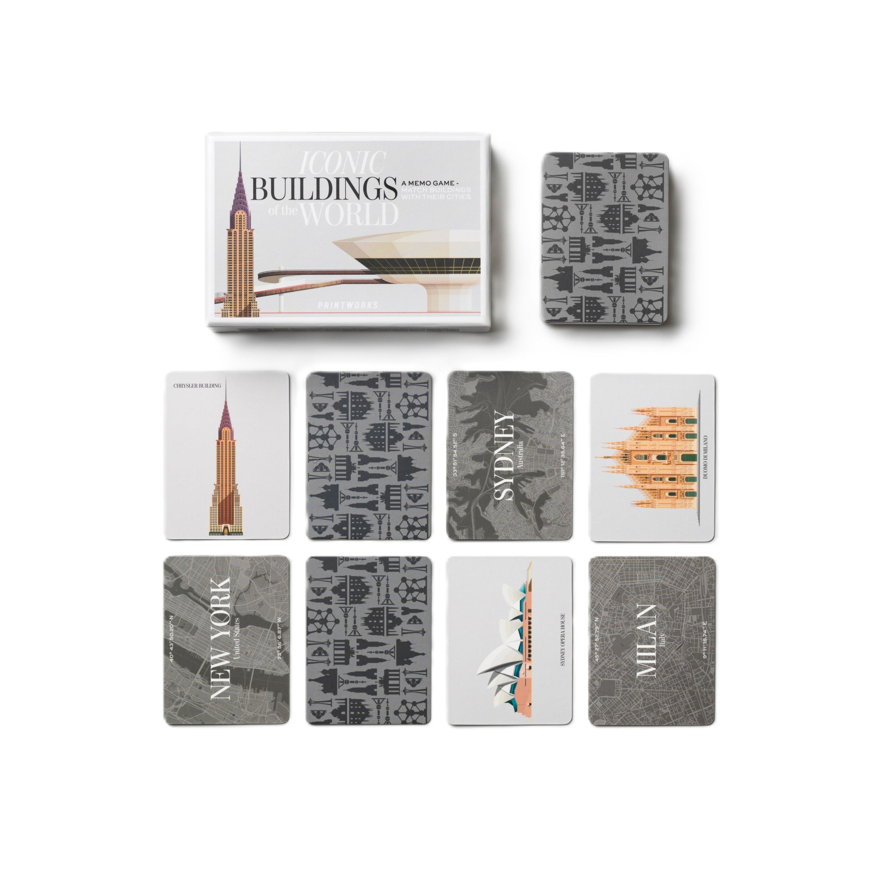 Gra memory MEMO GAME ICONIC BUILDINGS gray