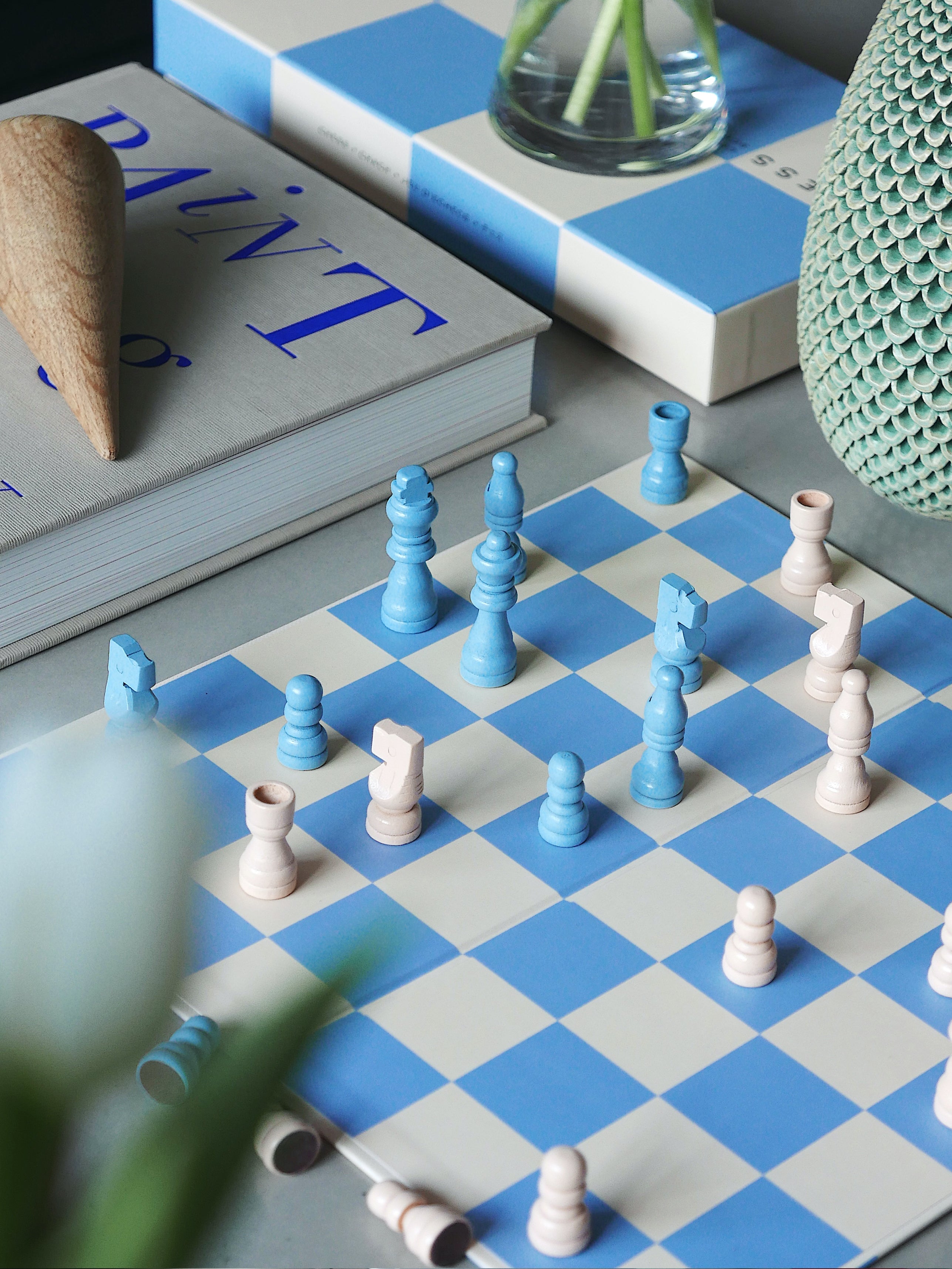 Speelset voor schaken PLAY CHESS blauw met wit