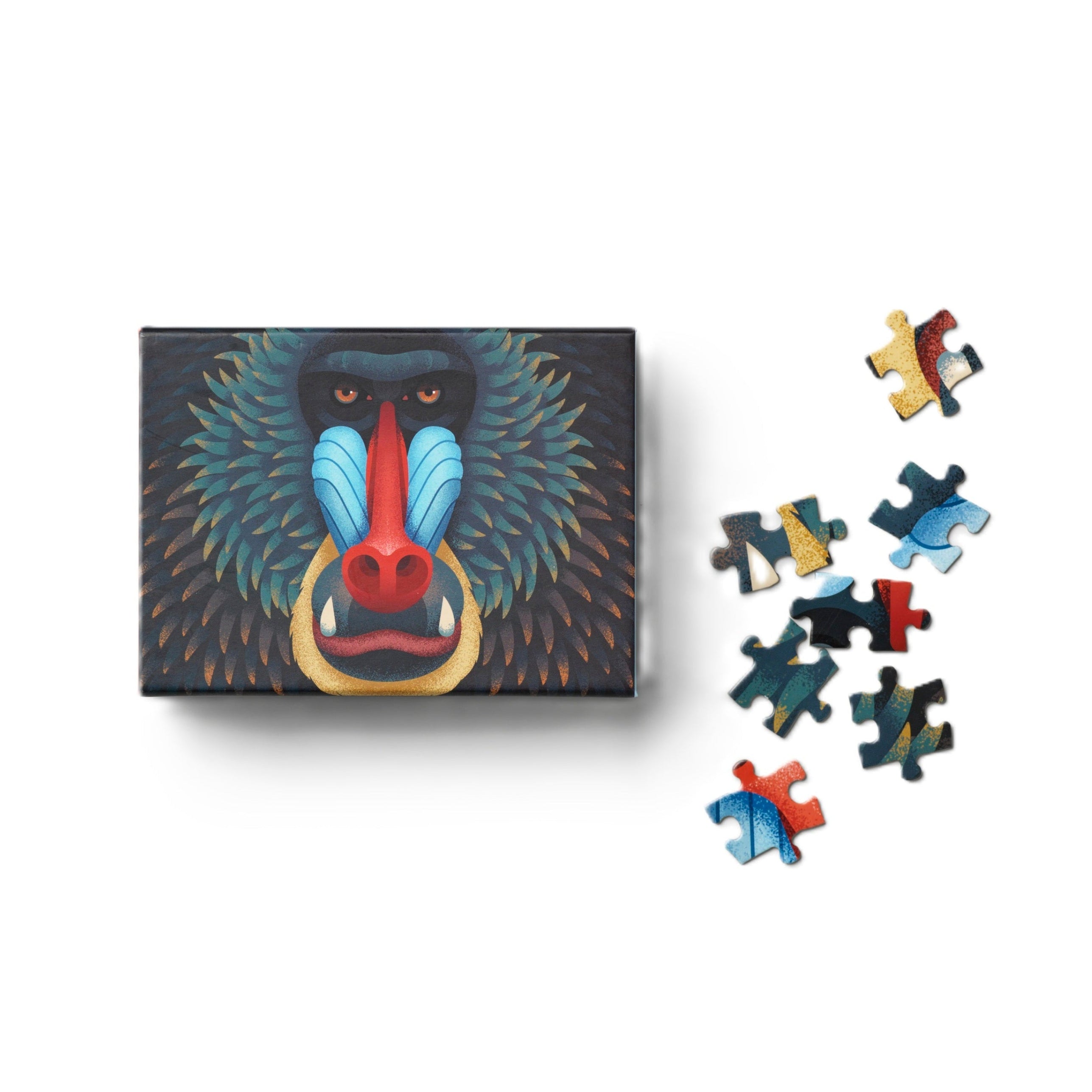 Mandrill Puzzle Black with Blue