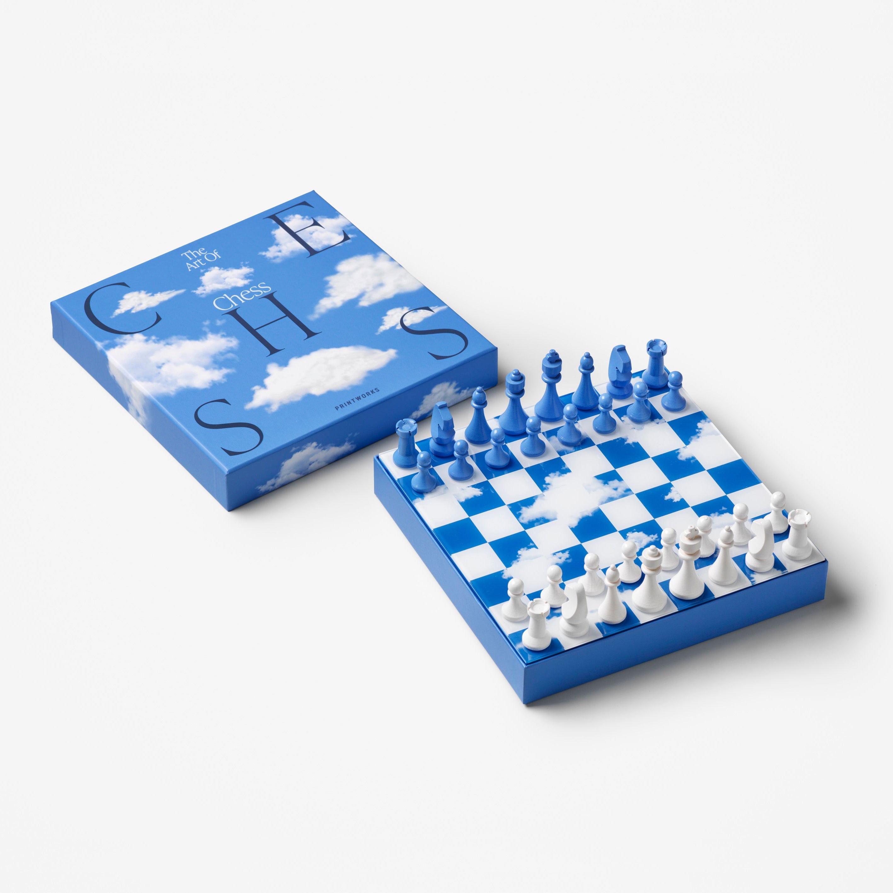 Schachspiel-Set CHESS CLOUDS blau-weiß