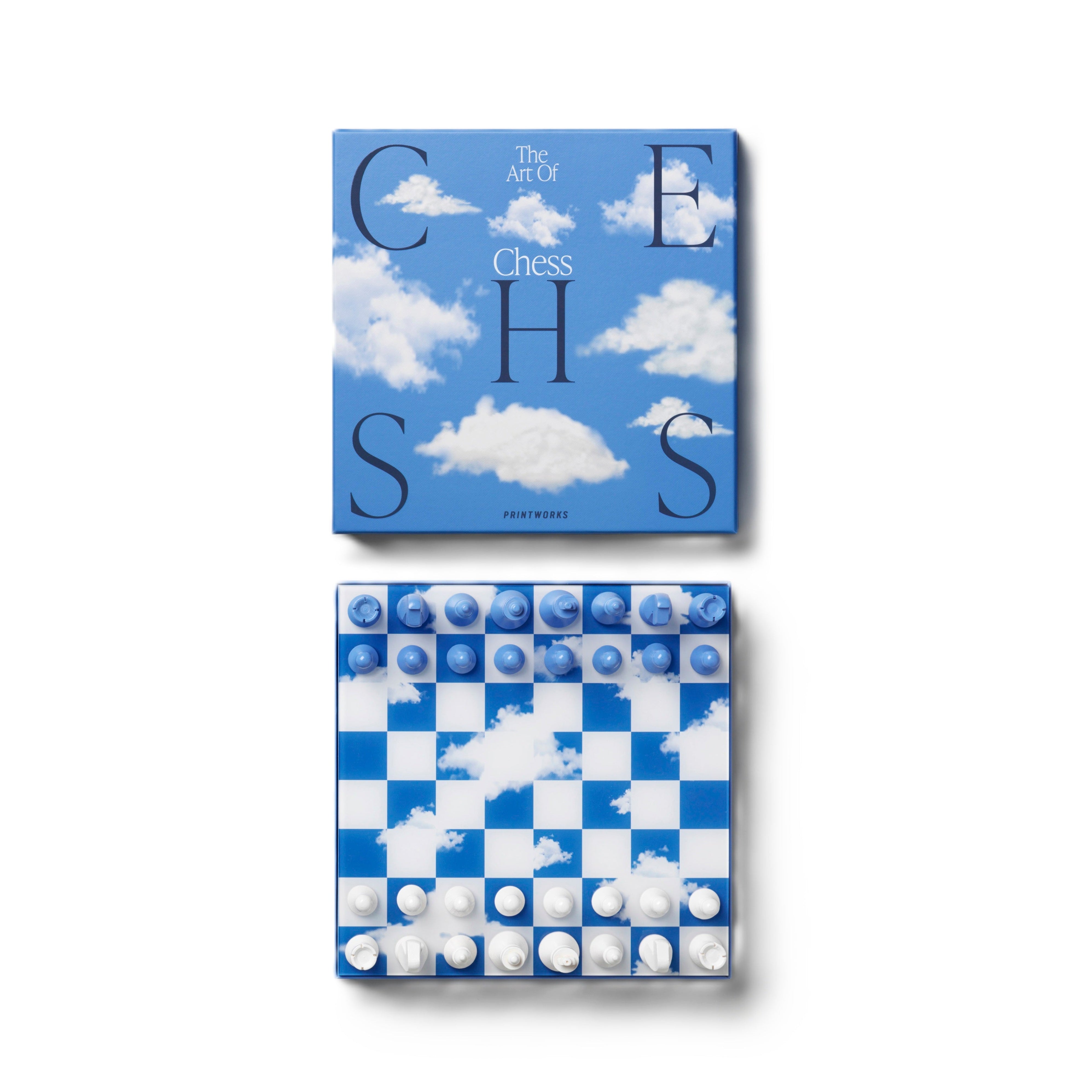 Schachspiel-Set CHESS CLOUDS blau-weiß