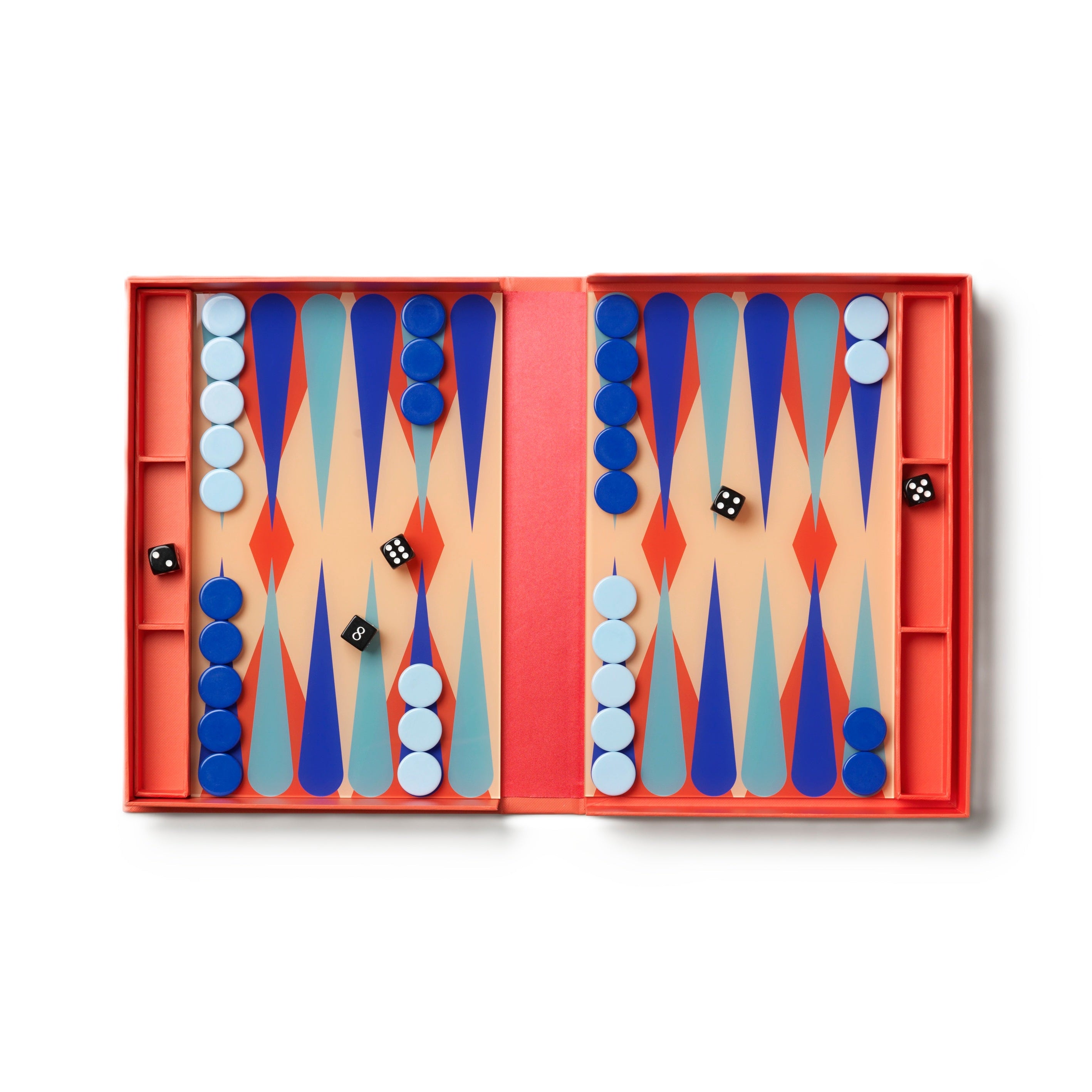 Backgammon set ART OF BACKGAMMON rood met blauw