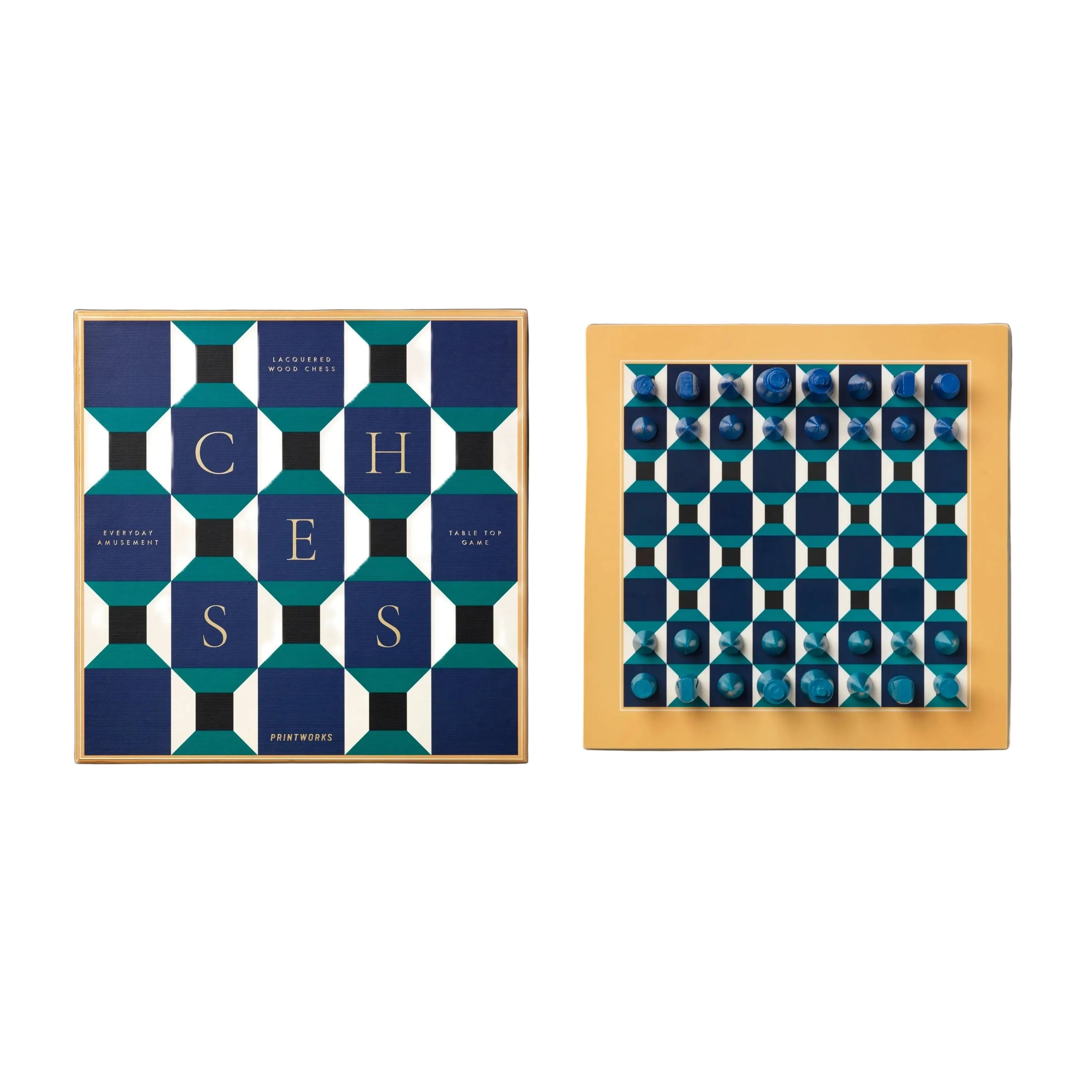 Schachspiel LACQUERED CHESS ATHENA blau