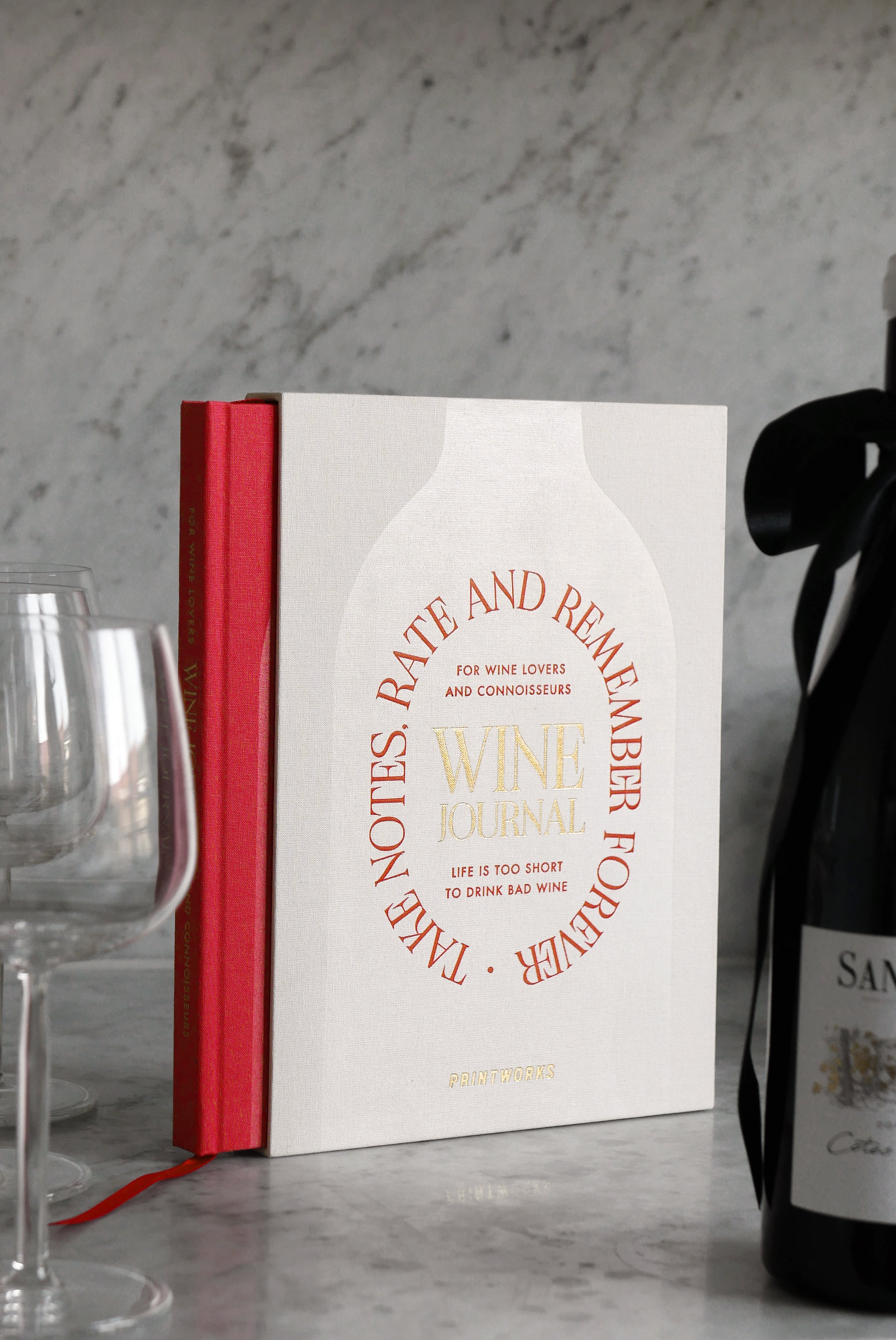 Wijnproefdagboek WINE TASTING beige met rood