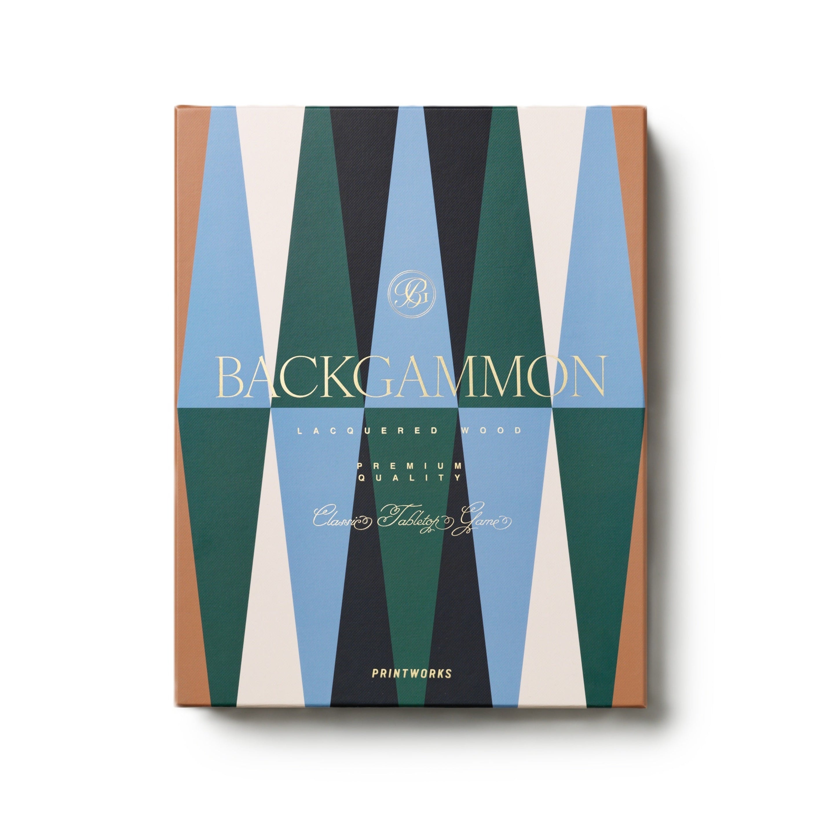 LACQUERED BACKGAMMON Set in Brown with Blue