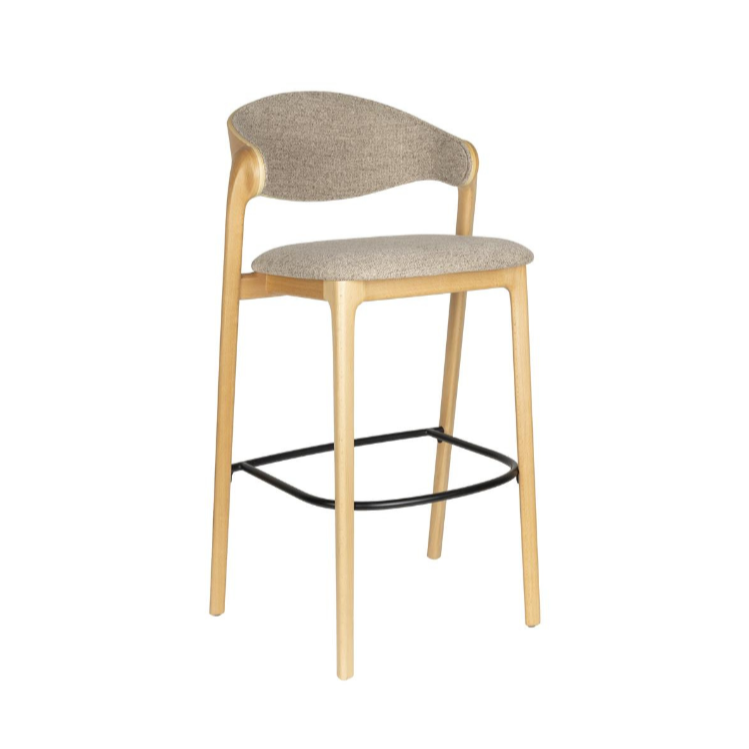 Hocker BABINGTON bruin met houten basis