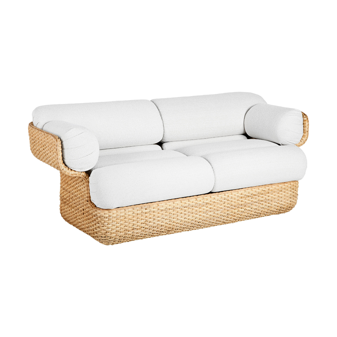 Sofa 2-zits BASKET wit met riet