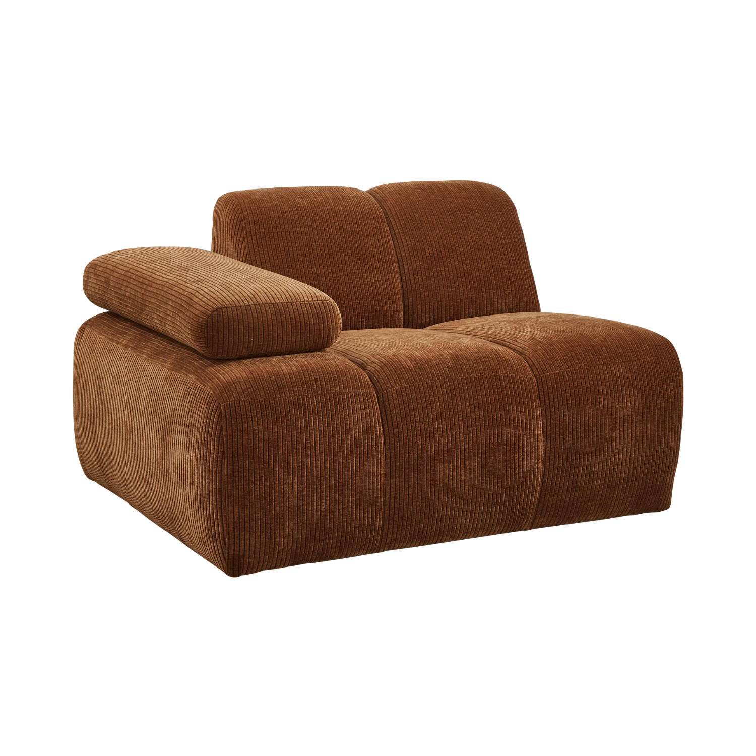 Modulares Sofa MOJO - linkes Element aus braunem Cord