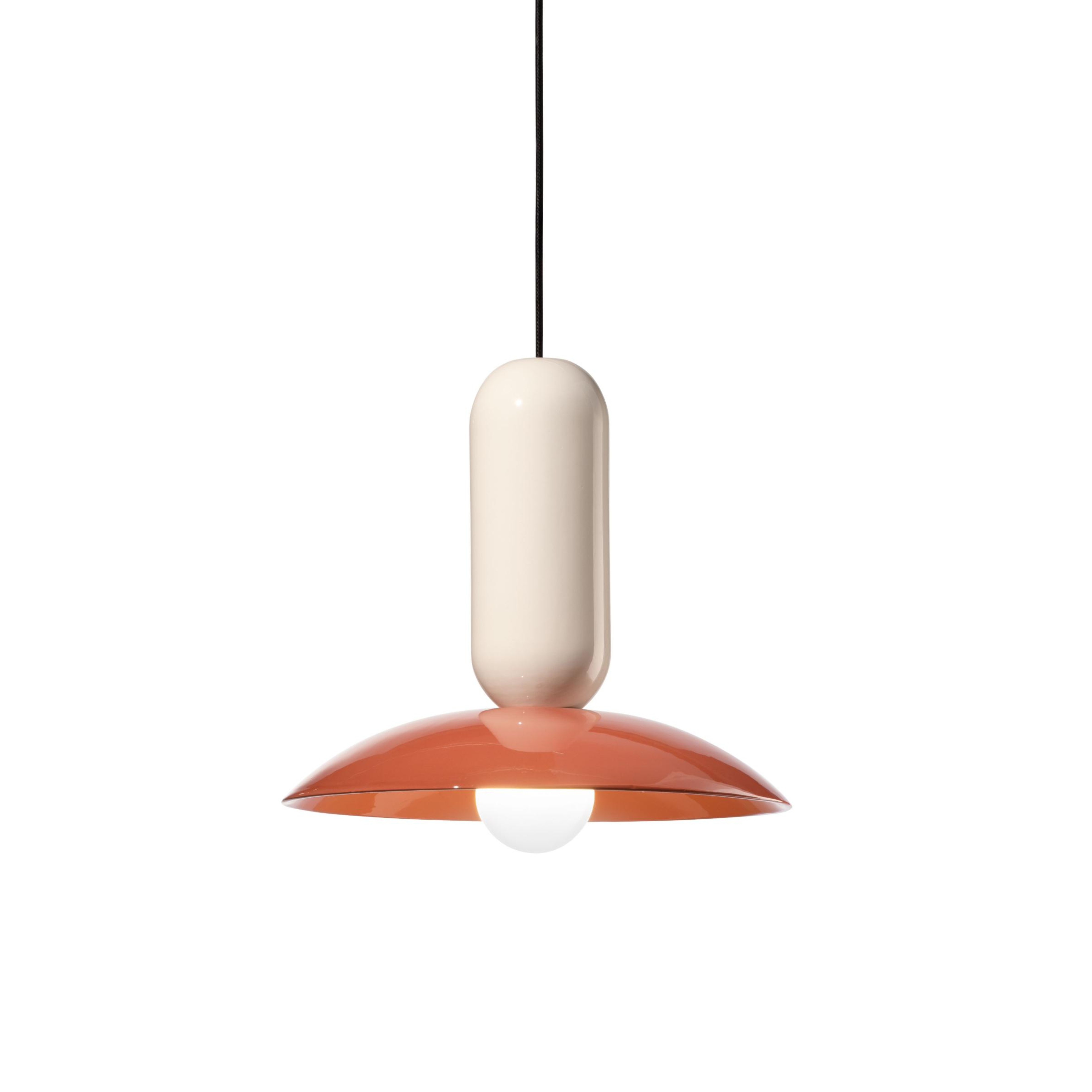 Keramik-Pendelleuchte PAU creme mit orange