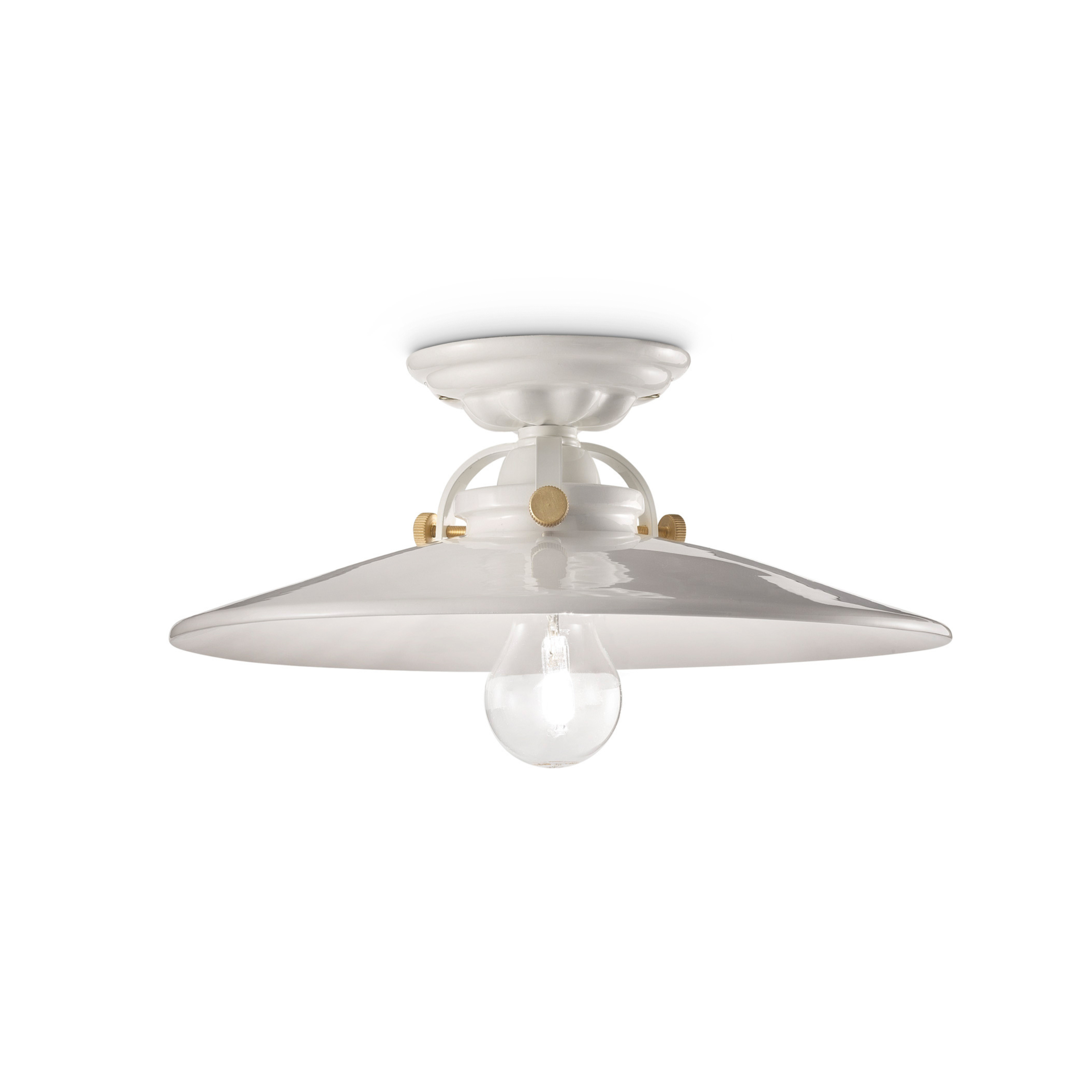 Witte keramische plafondlamp B&W met messing afwerking