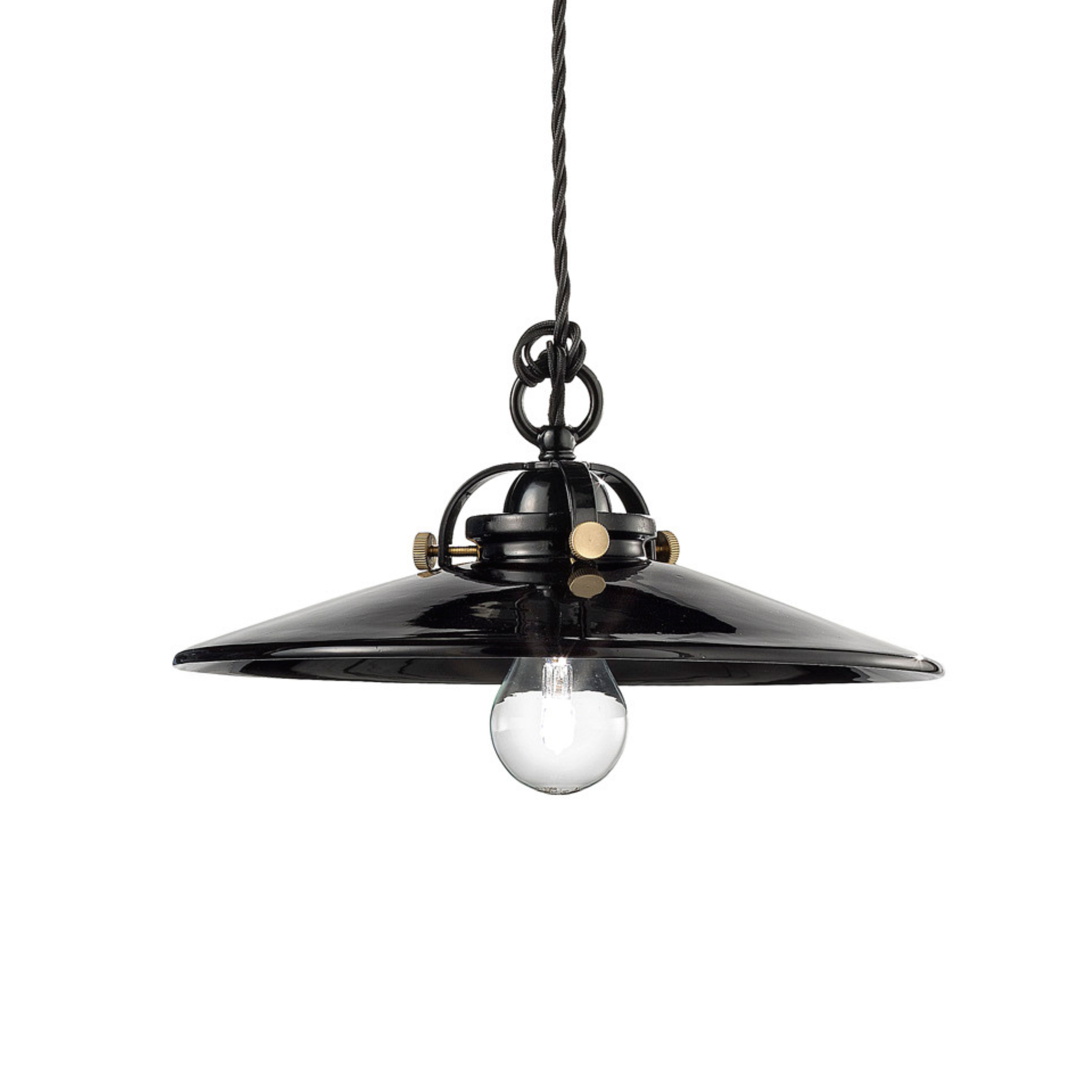 Hanglamp van keramiek B&W zwart met messing afwerking