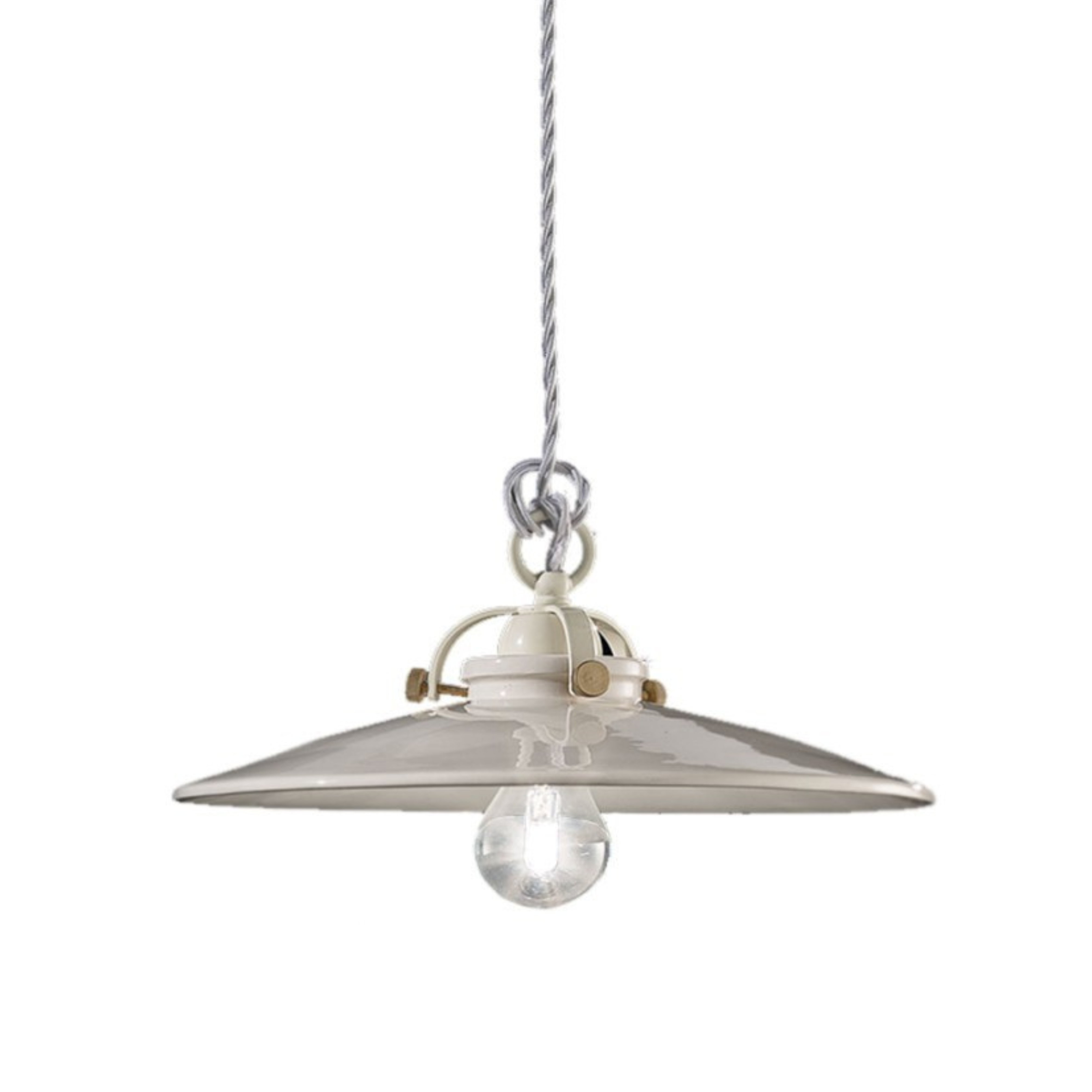 Witte keramische hanglamp B&W met messing afwerking