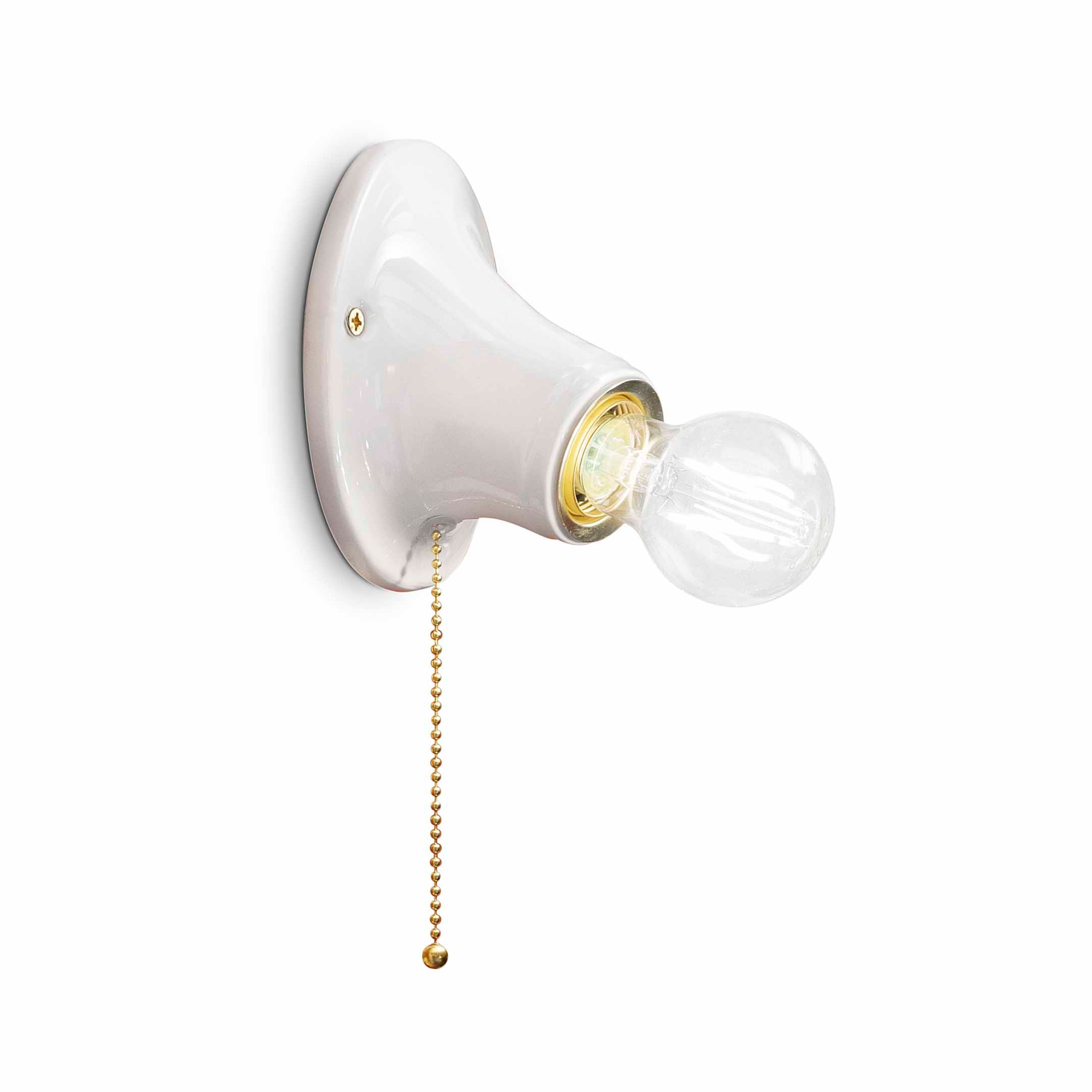 Wandlamp van keramiek TRIESTE wit met gouden schakelaar