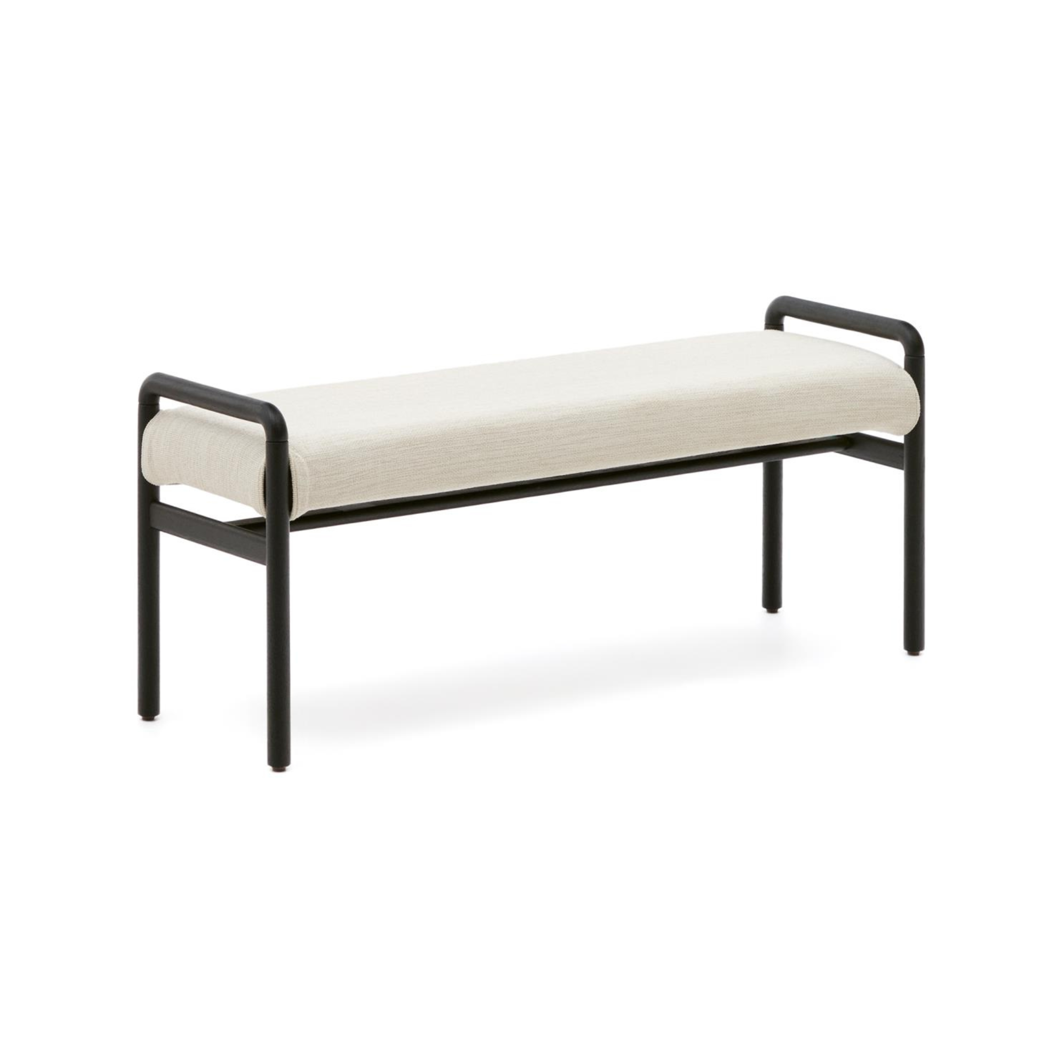 MACARET bank beige chenille met zwarte eiken basis