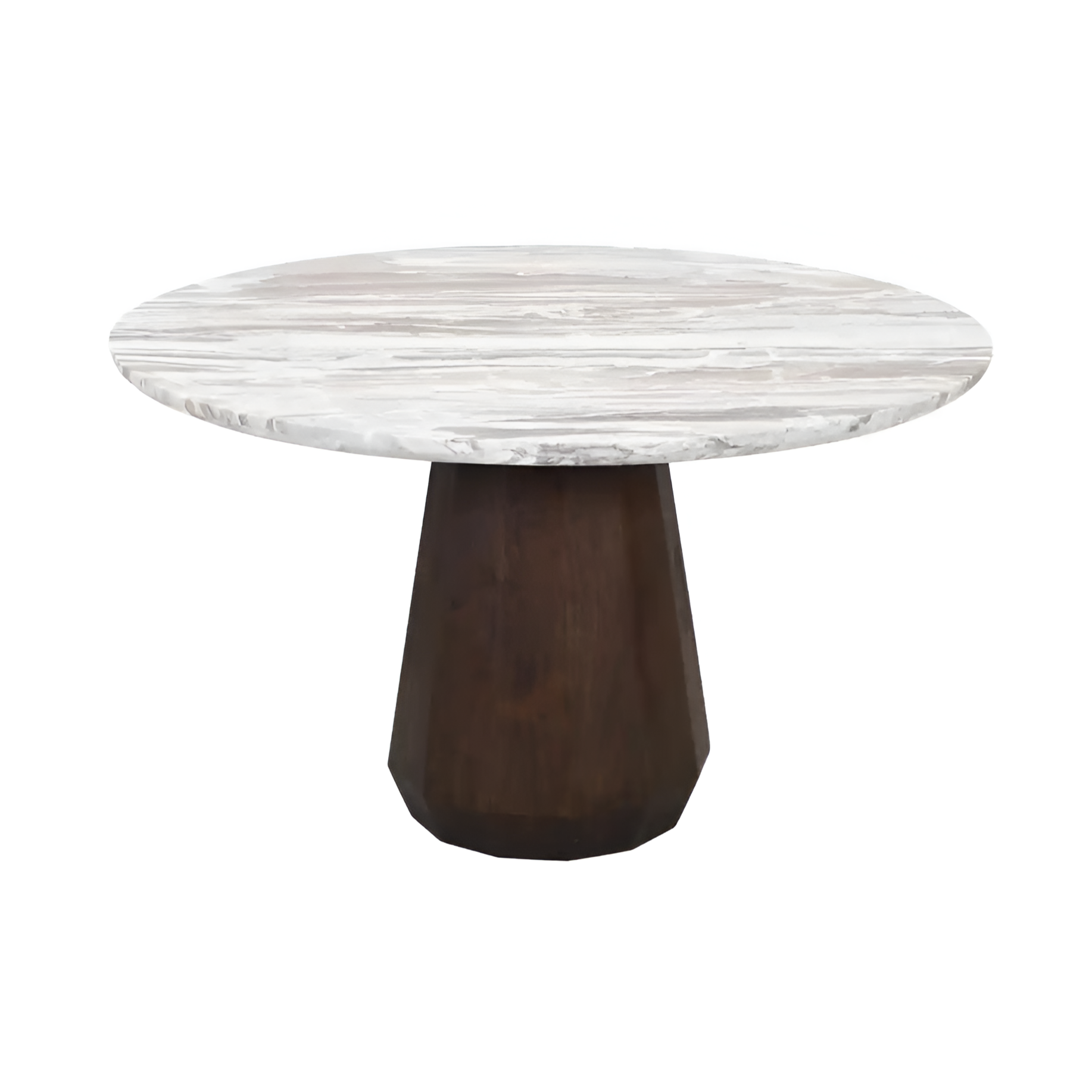 OBEROY Round Table Marble with Brown Mango Wood