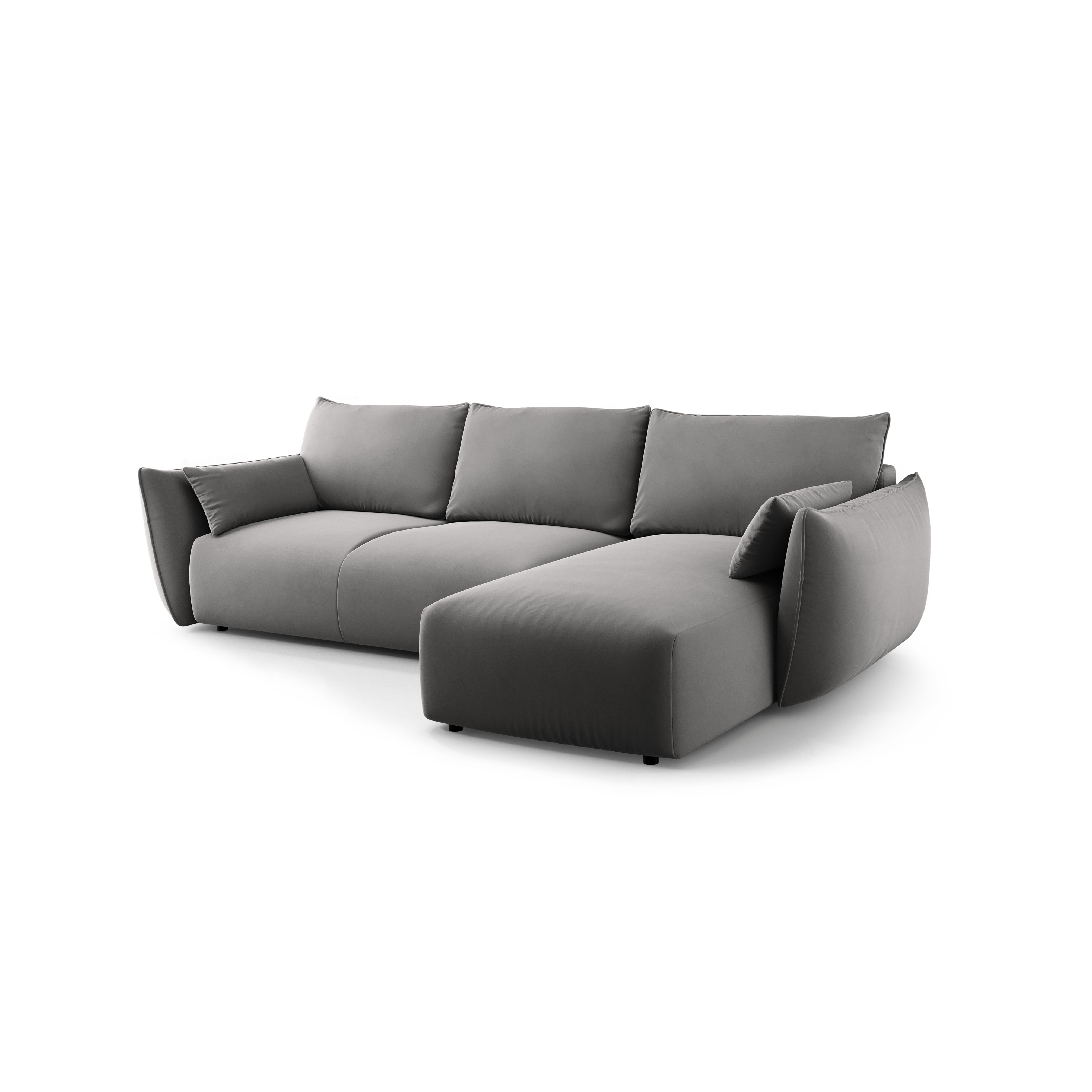 Right-facing velvet corner sofa with sleeping function MATERA gray