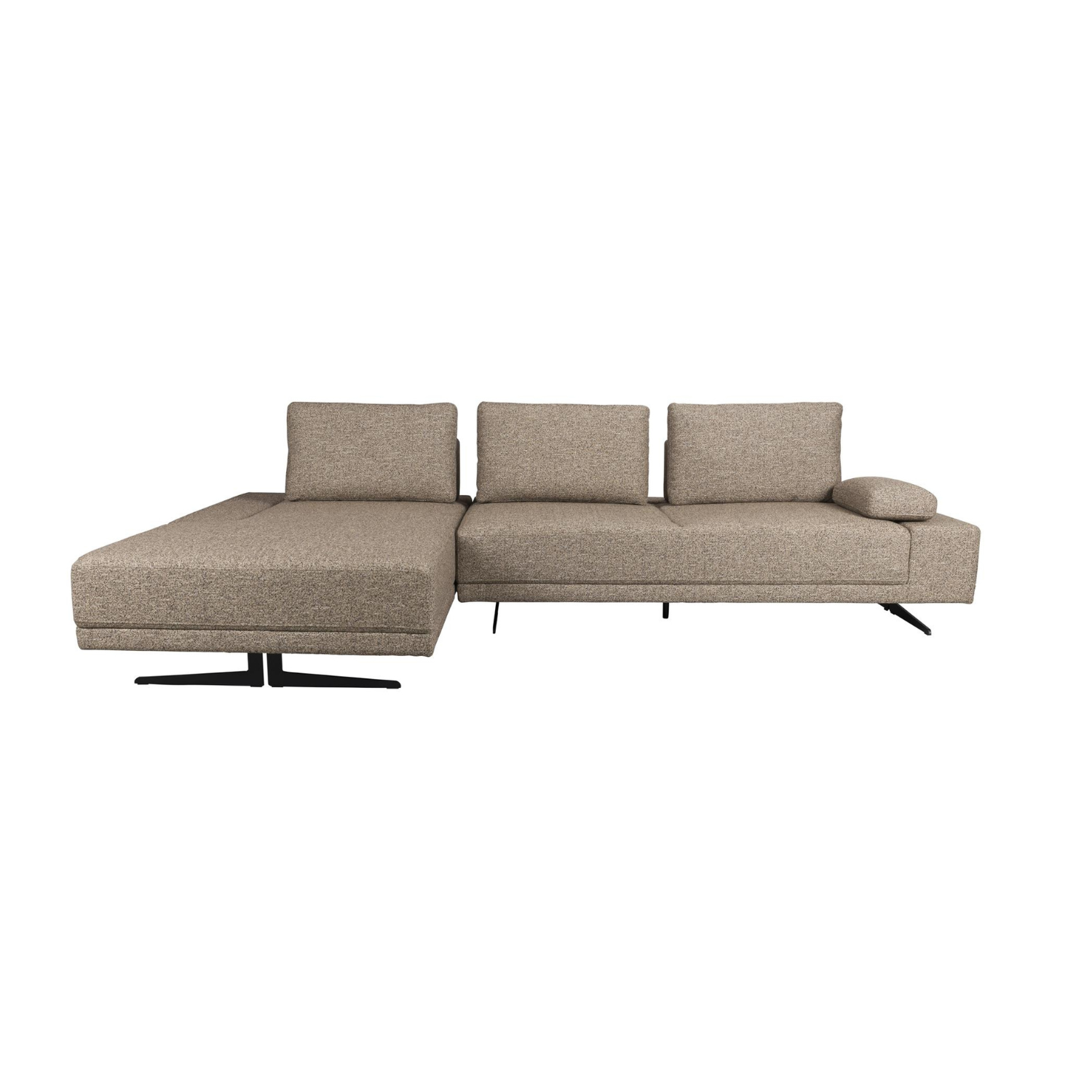 Links hoekbank SHELLY donkerbeige melange met zwarte basis