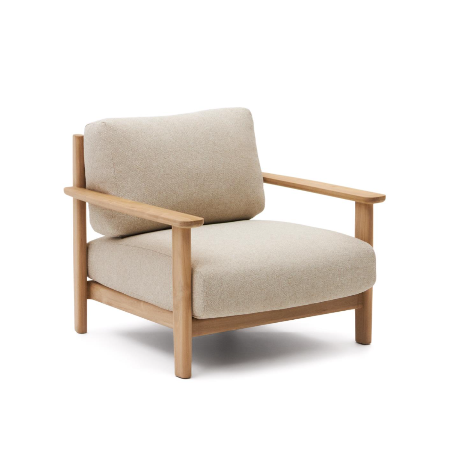 Beige TIRANT fauteuil met houten basis