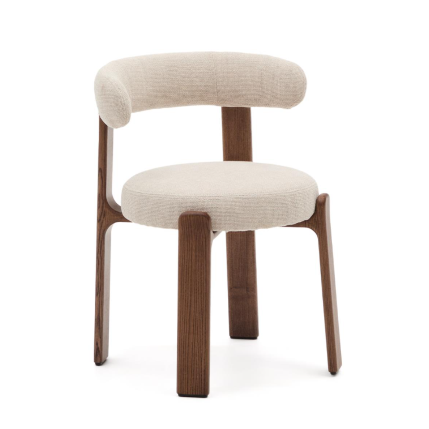 Stoel GRANITE beige chenille met een donkere essen basis