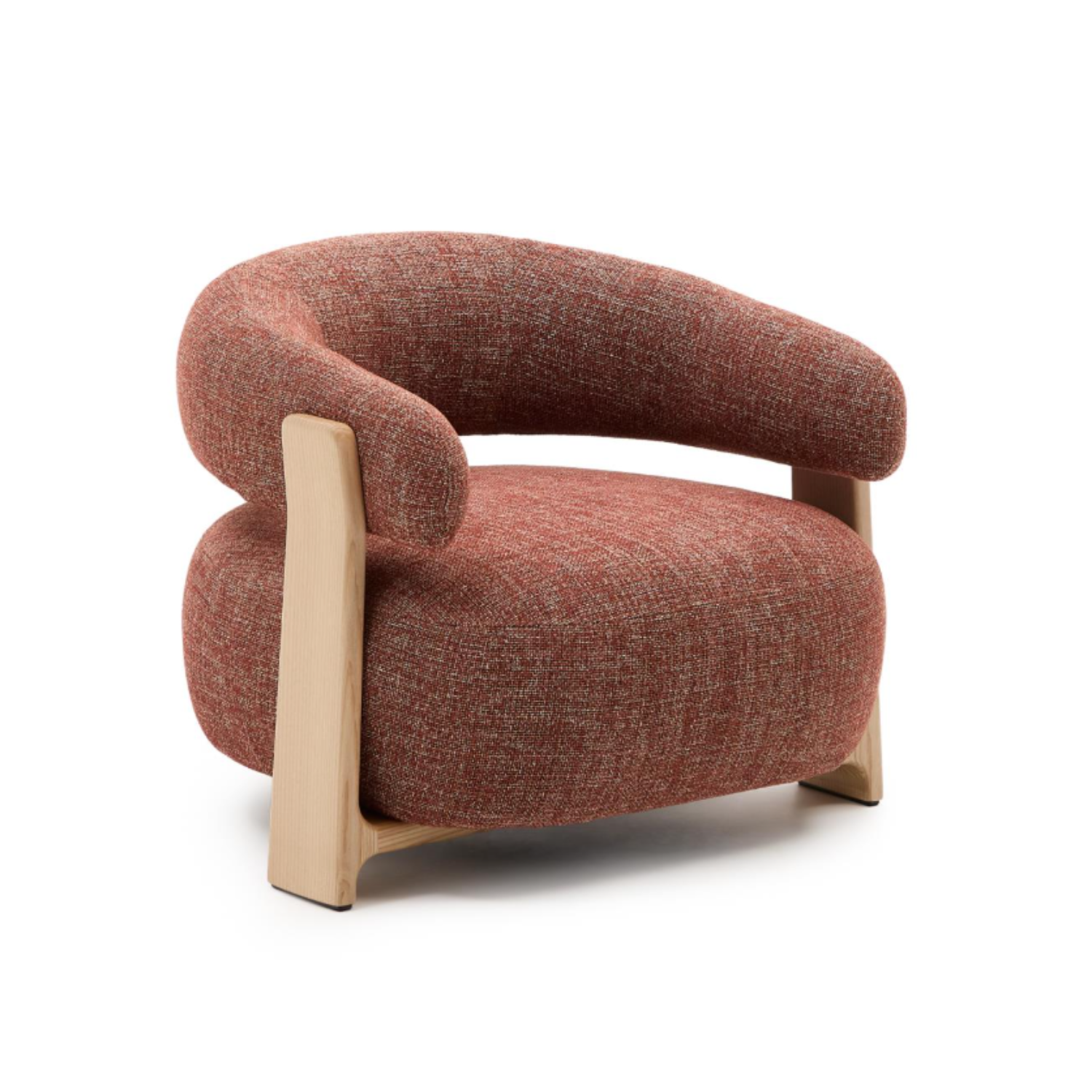 Sessel GRANITE roter Chenille mit Eschenholzgestell